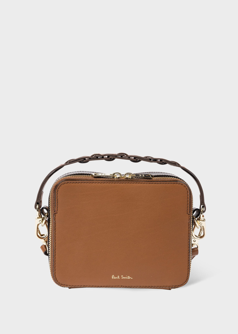 Paul Smith Tan Leather 'Signature Stripe' Camera Bag outlook