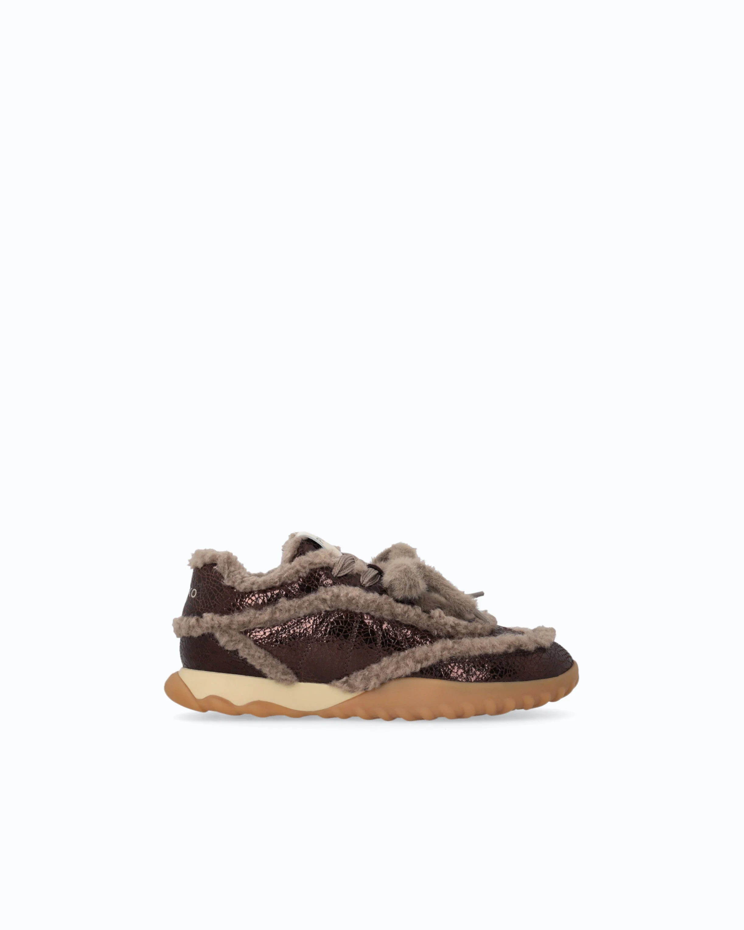 LATHER SNEAKERS WITH FAUX FUR DETAILS - 1