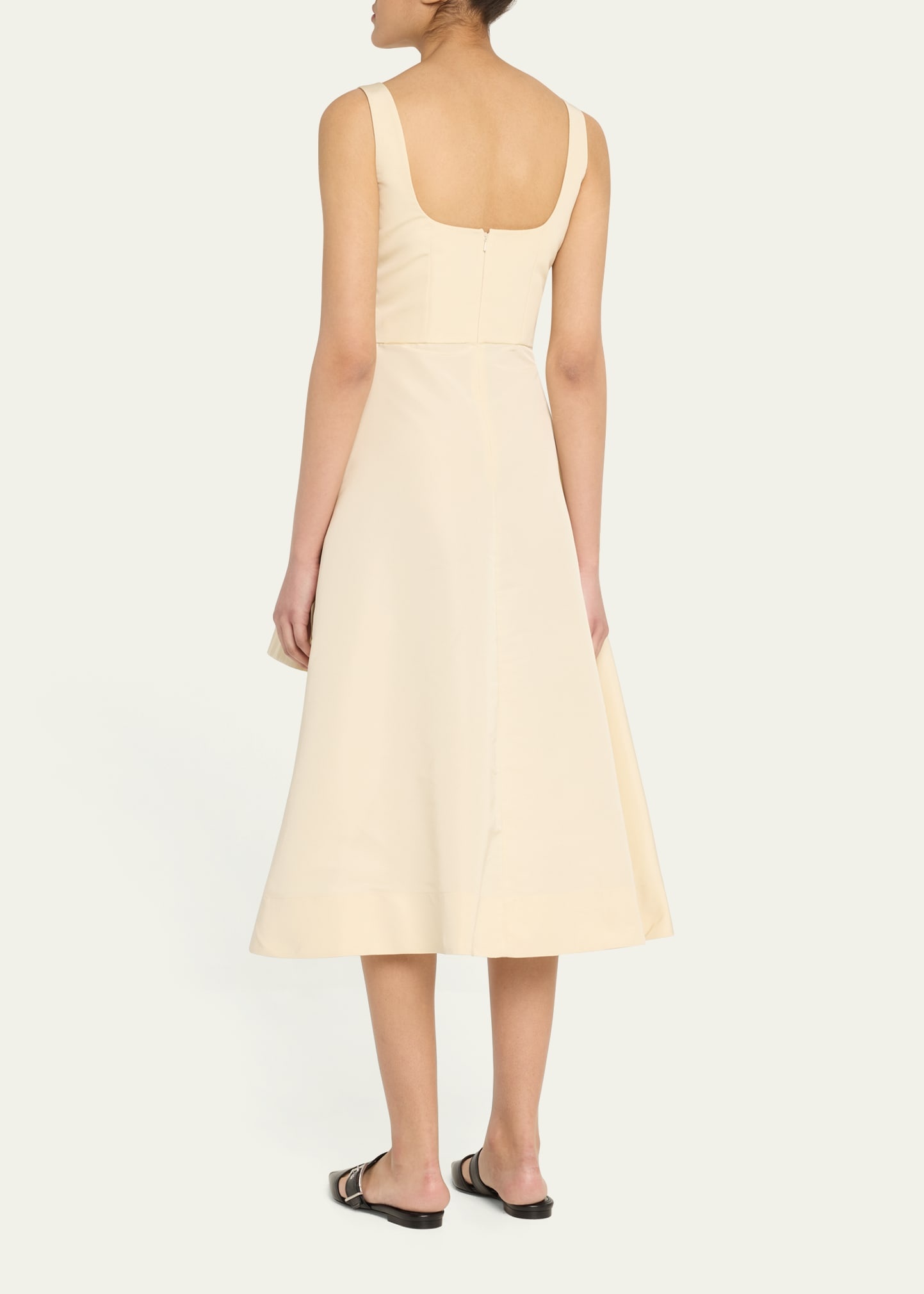 Scoop-Neck Asymmetric Midi Dress - 3