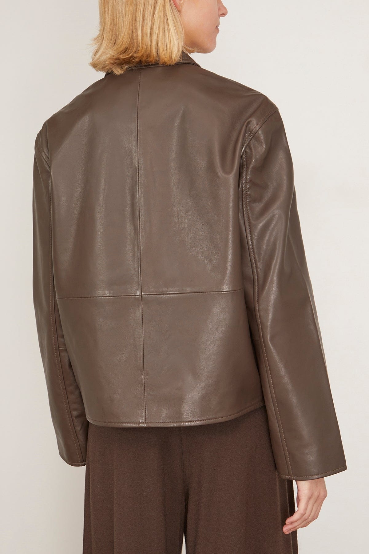 Leather Jacket With Patch Pockets in Earth - 4