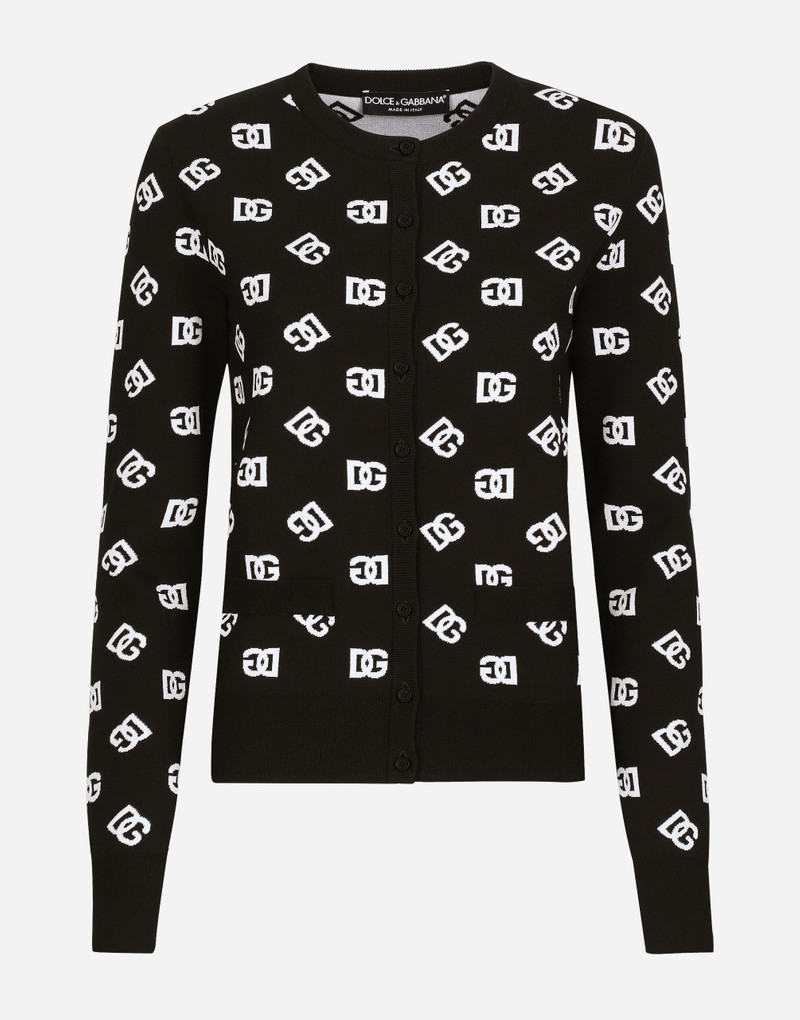 Viscose cardigan with jacquard DG logo 1
