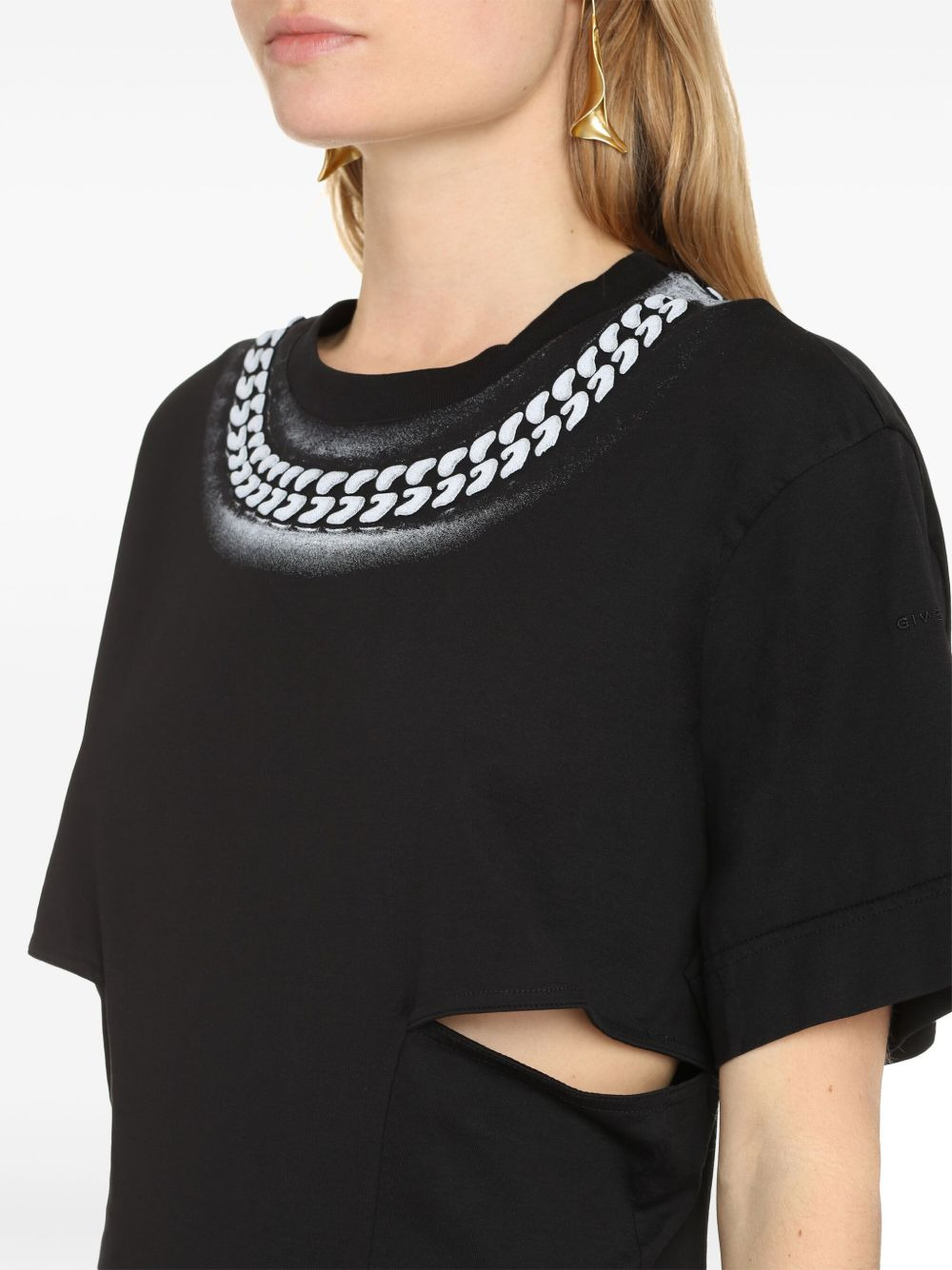 chain-print T-shirt dress - 4