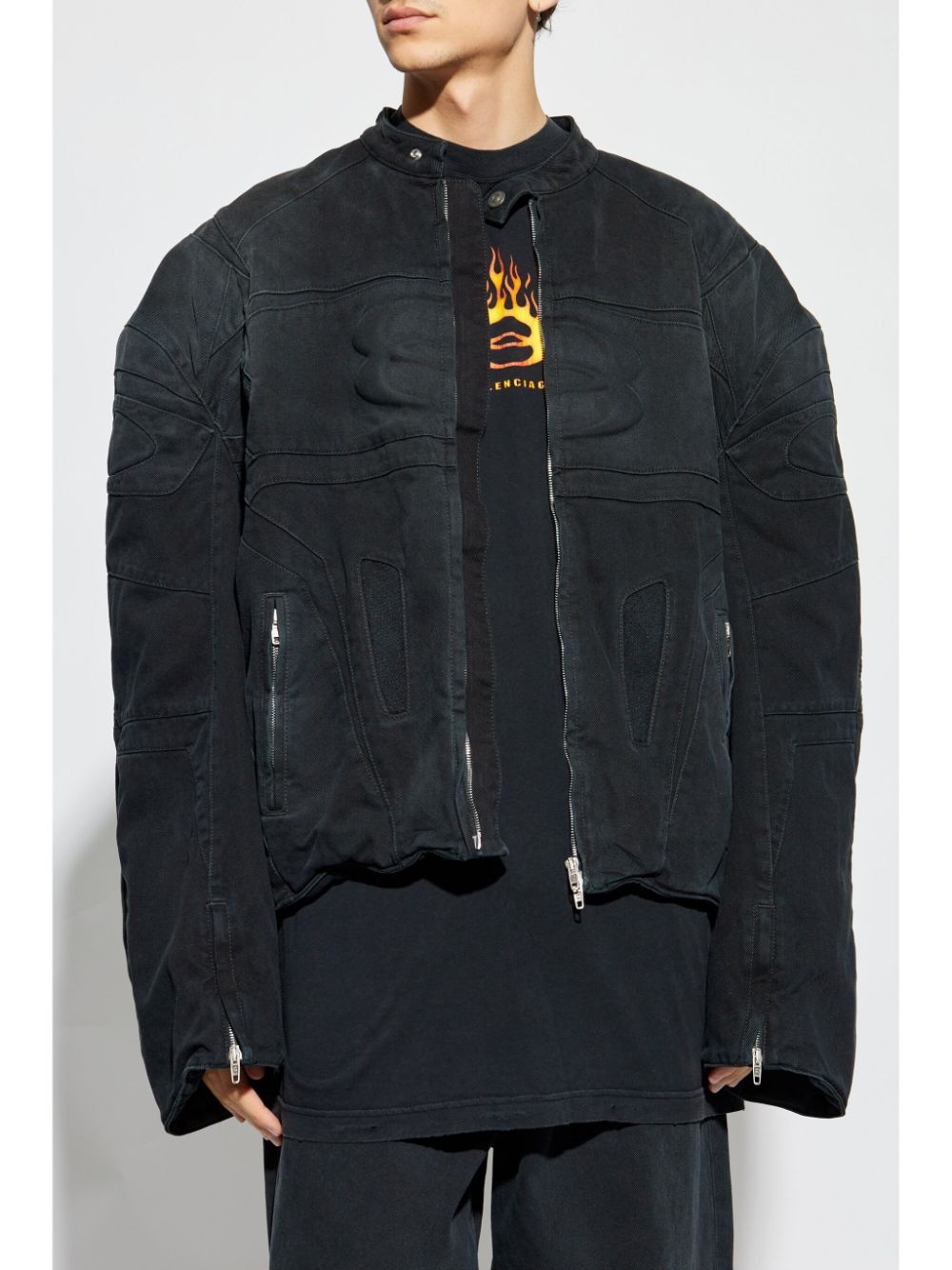 embossed logo denim jacket - 3