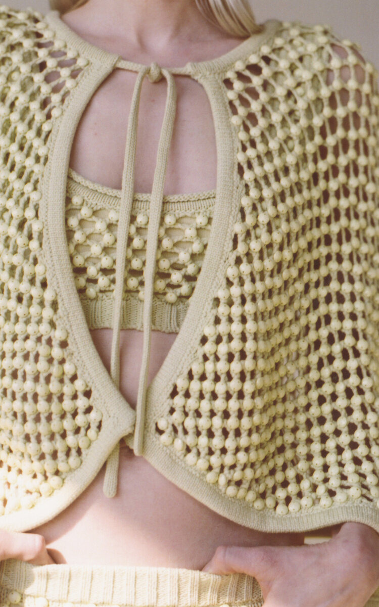 Crystal-Embellished Knit Capelet yellow - 2