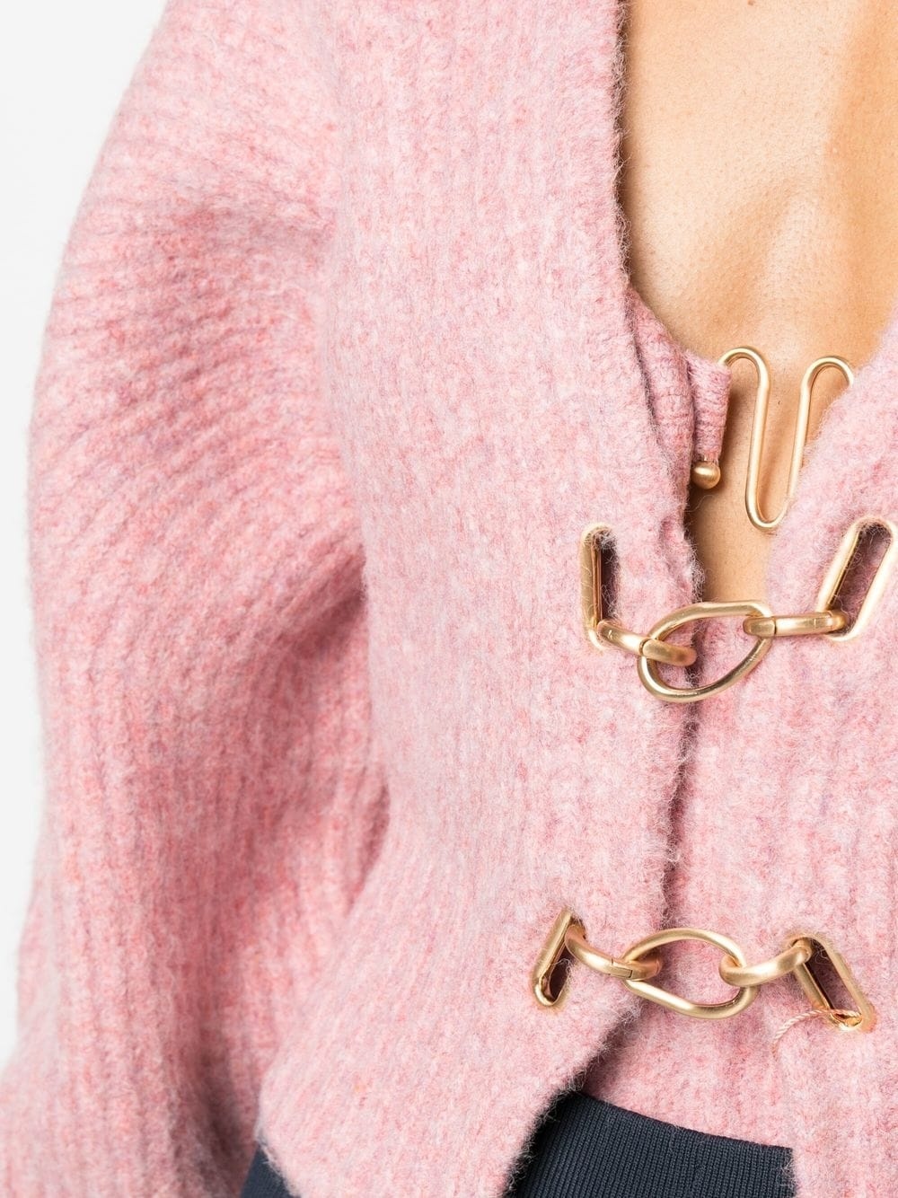 Casella hook-fastening cropped cardigan - 5