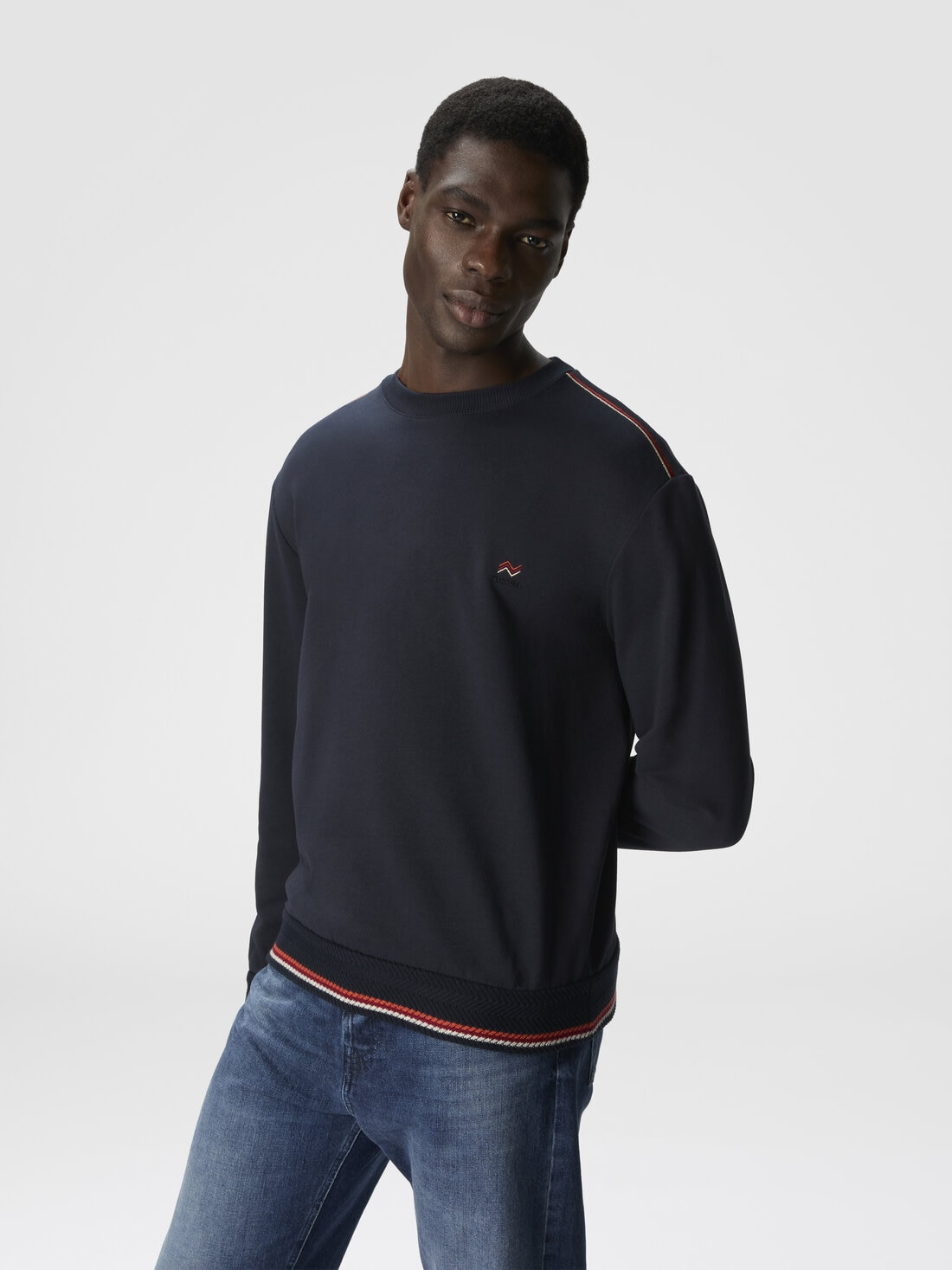 Crew neck sweatshirt with knit embroidery and logo - 4