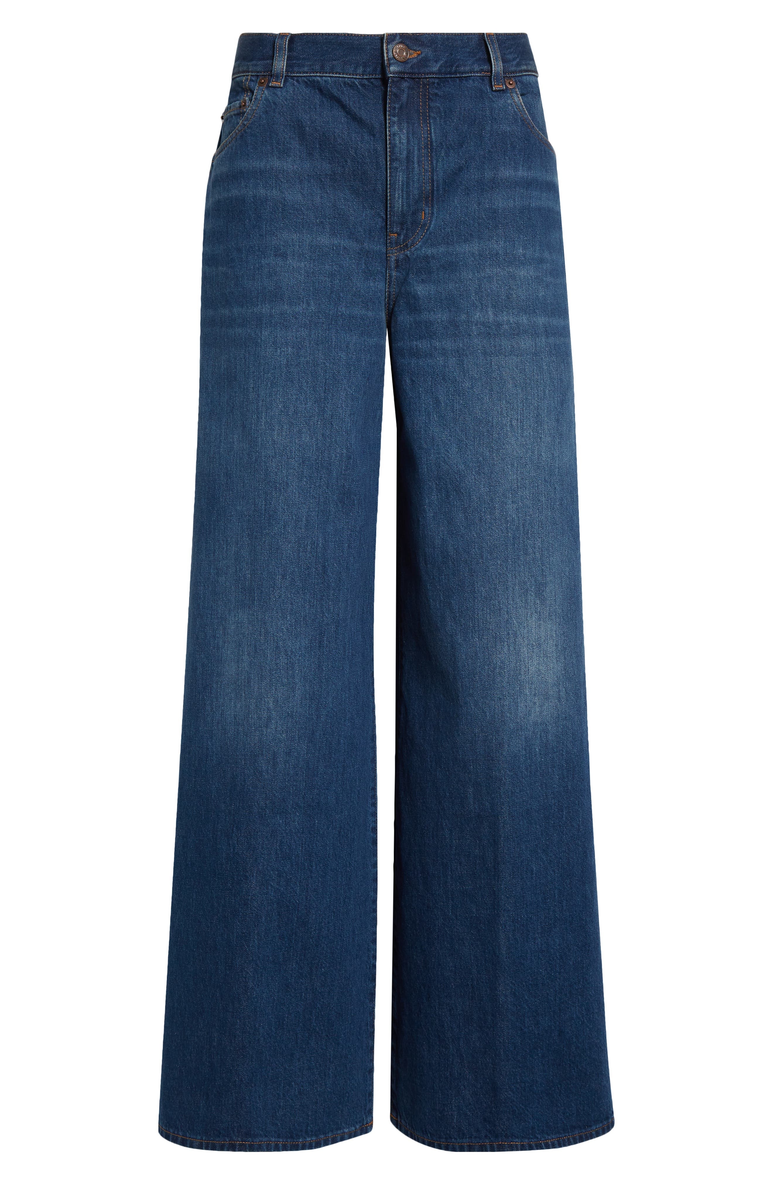 Chloé High Waist Wide Leg Jeans in Night Blue at Nordstrom - 6