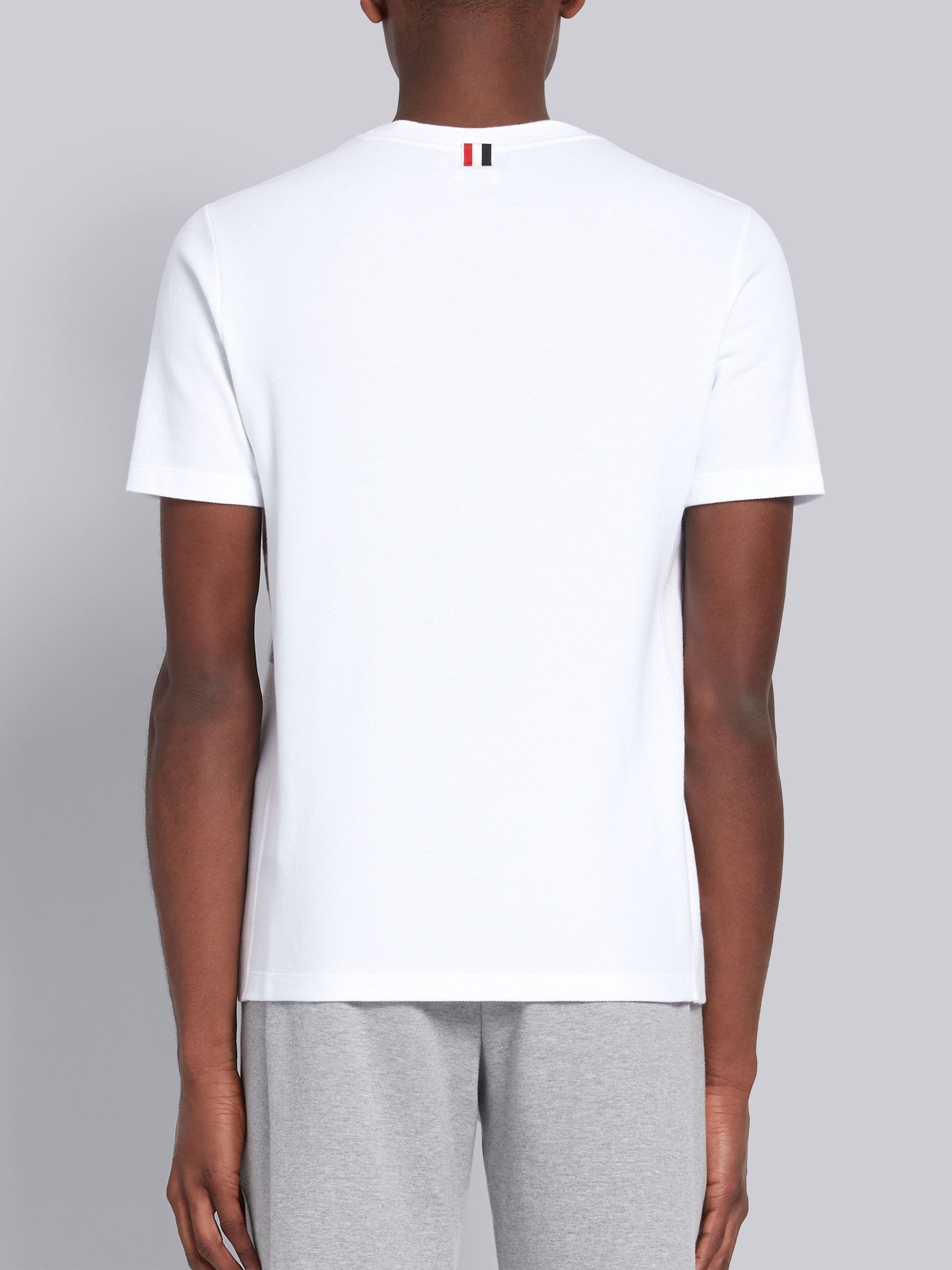 White Classic Pique Rib Side Insert 4-Bar T-shirt - 3