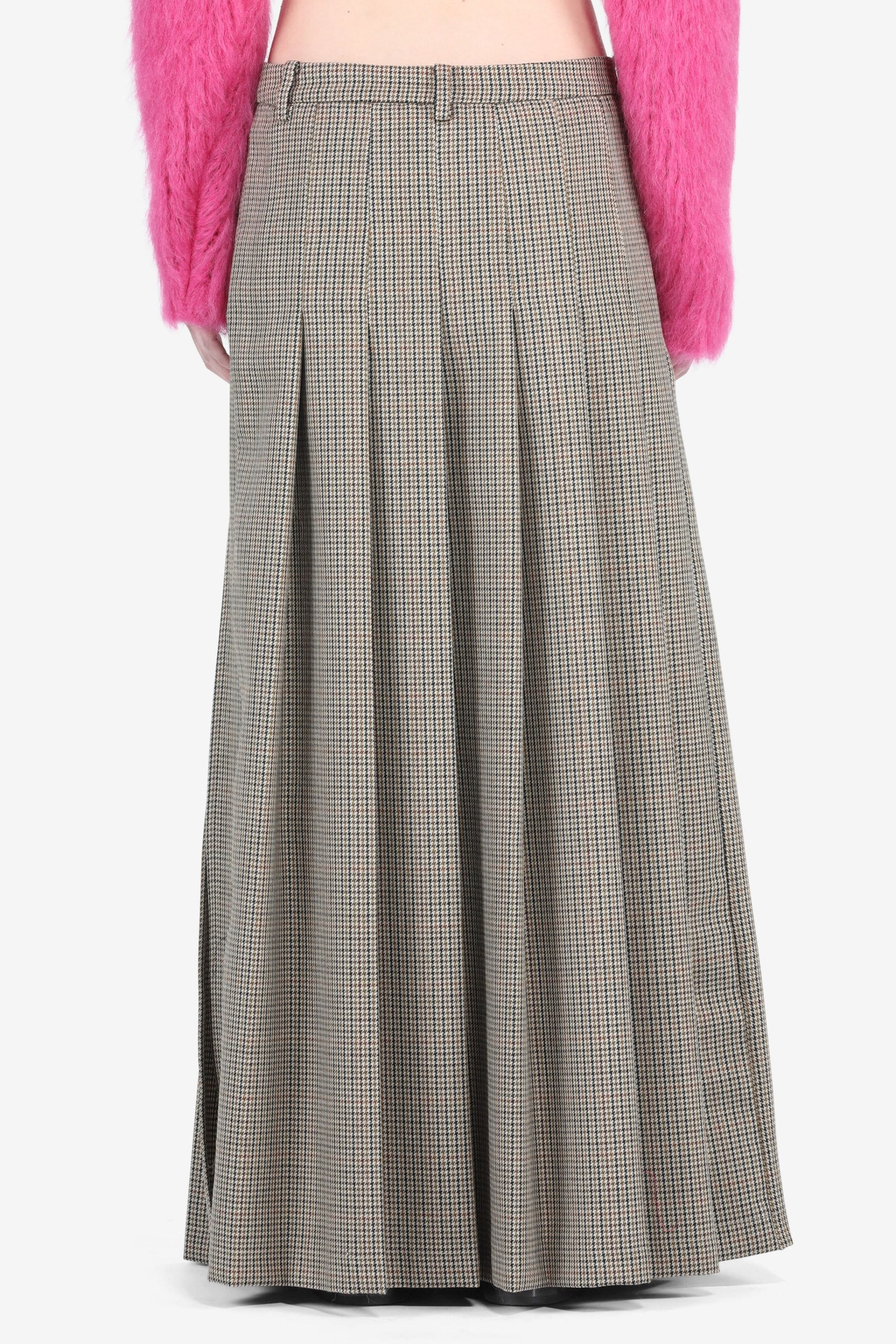 CHECKED PLEATED MAXI SKIRT - 2