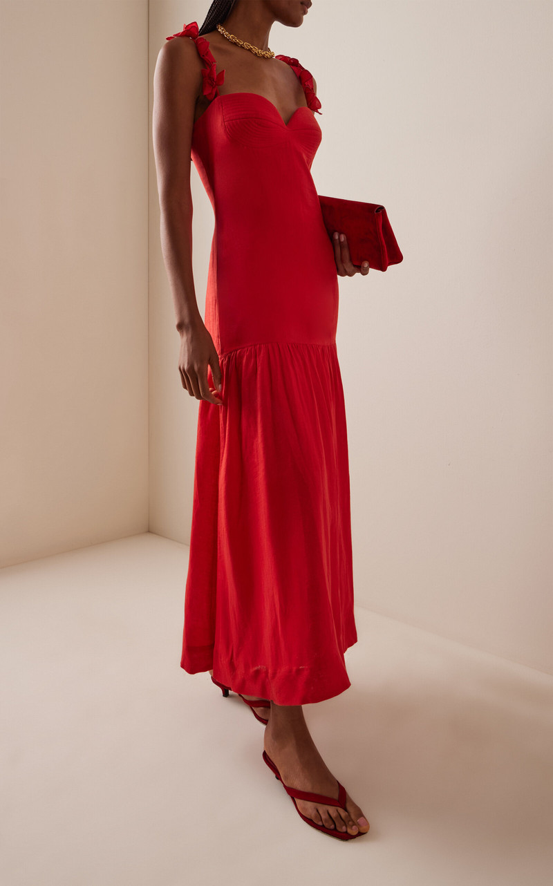 ANDRES OTALORA Ser Arte Linen Maxi Dress red outlook