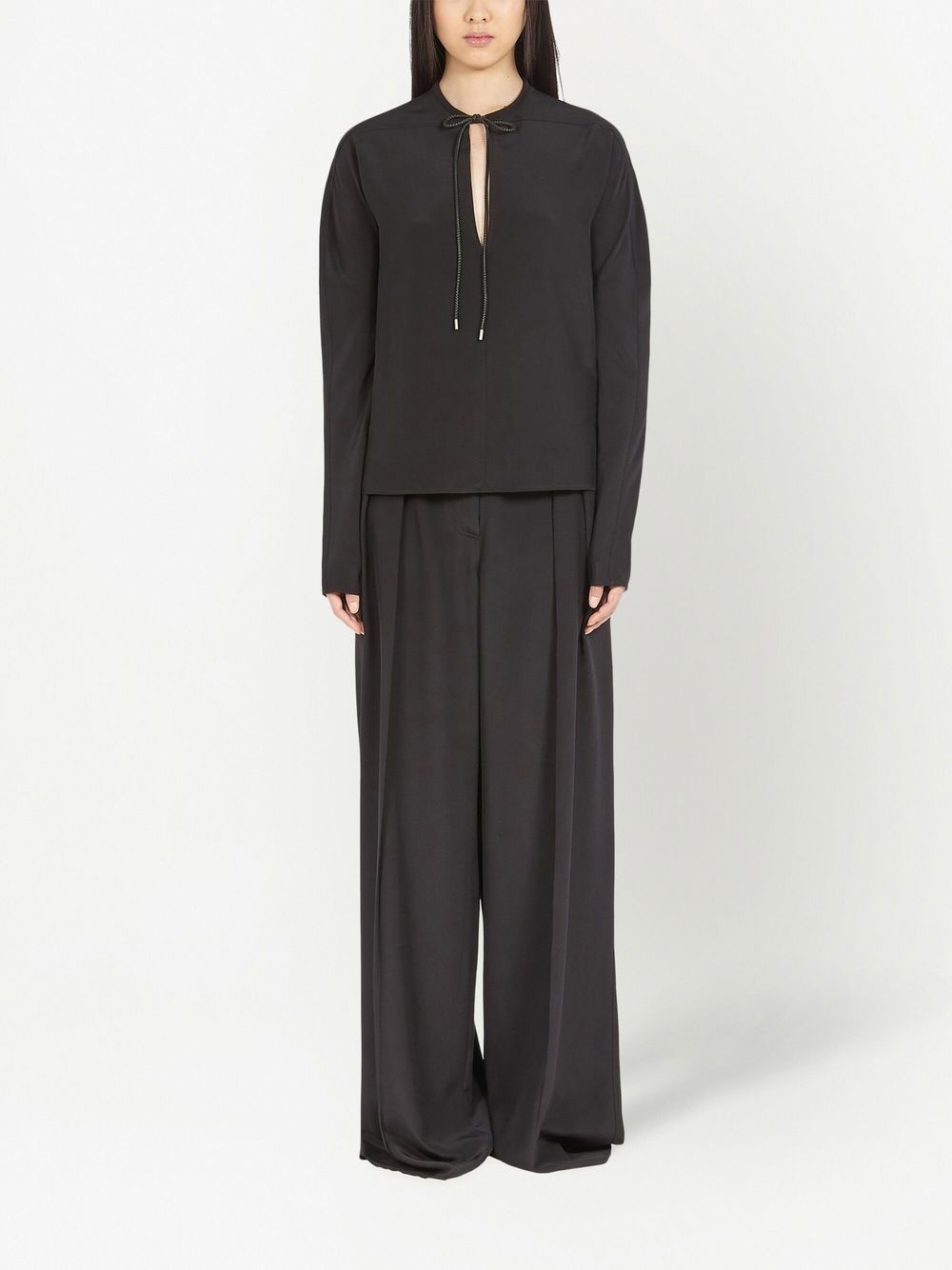 tie-neck long-sleeve blouse - 2