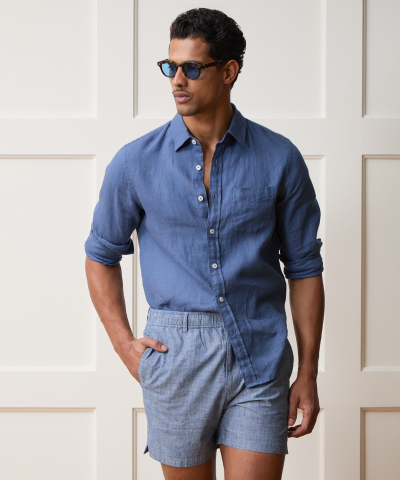 TODD SNYDER Slim Sea Soft Irish Linen Point Collar Shirt outlook