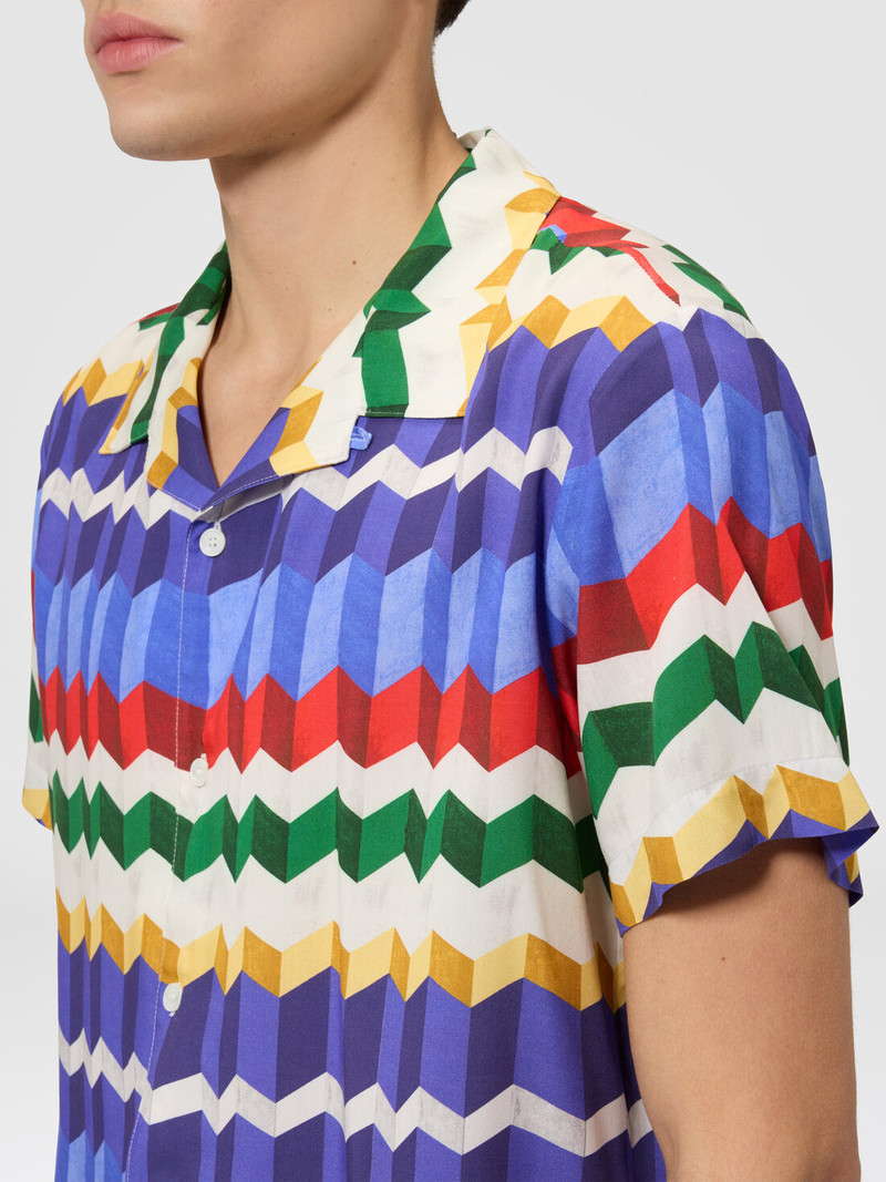 Bowling shirt in viscose with 3D zigzag print 5