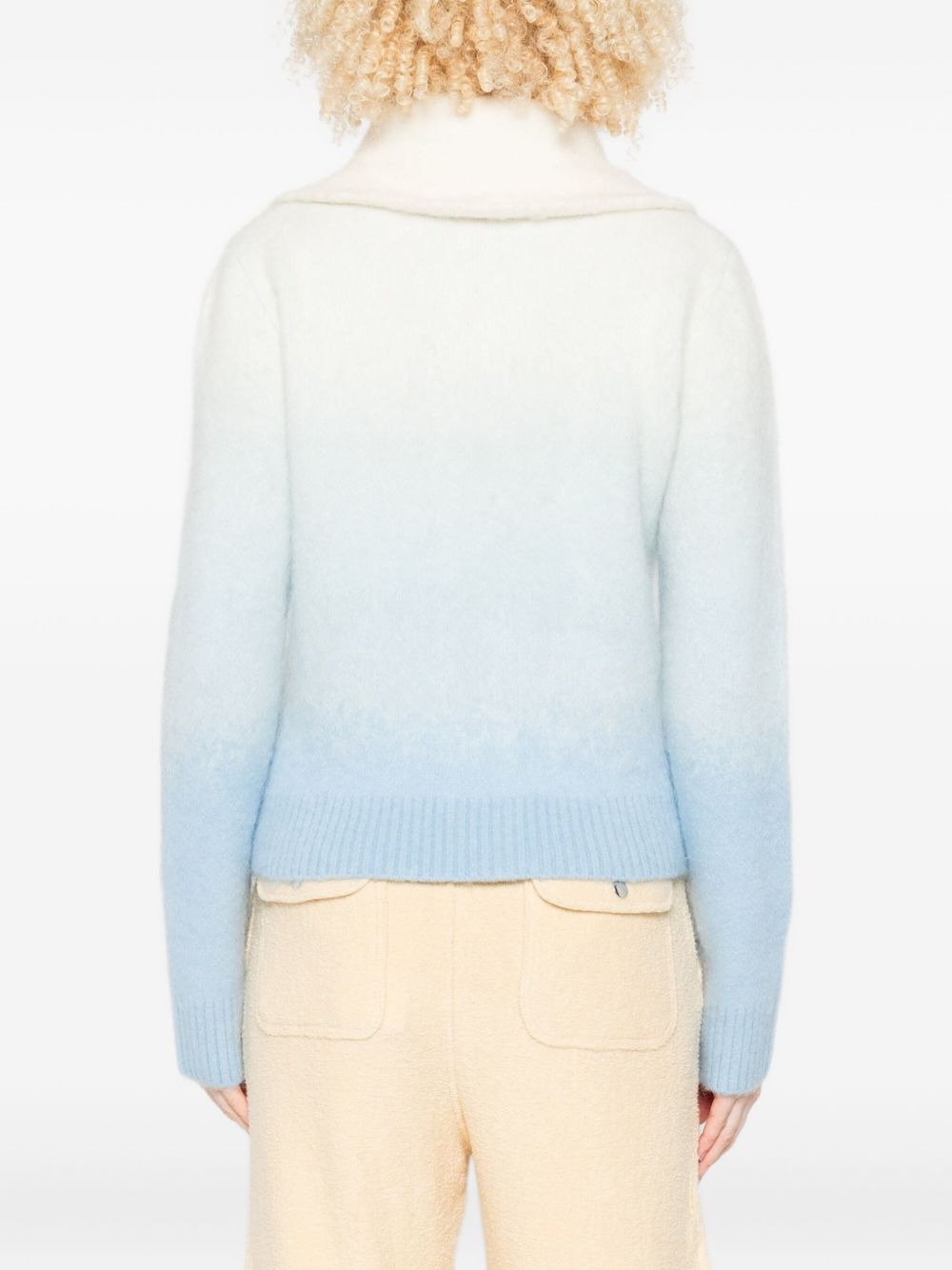 gradient zip-up cardigan - 4