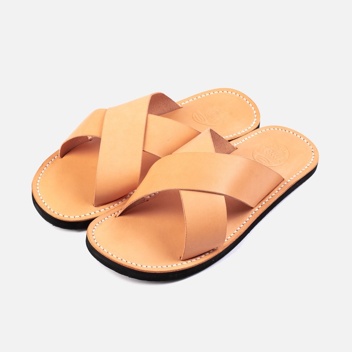 OGL-DRSOLE-CROSS-NAT OGL X Dr. Sole Leather Cross Sandals - Natural - 1