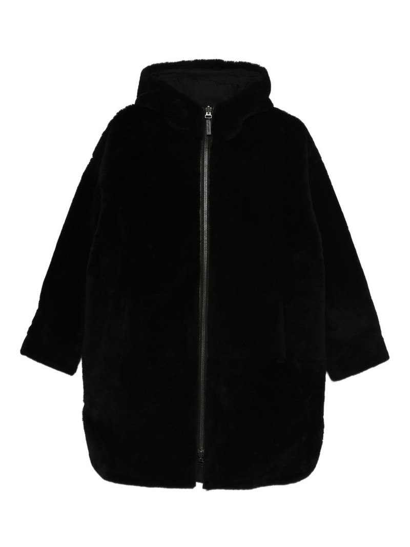 hooded zip-fastening coat 1