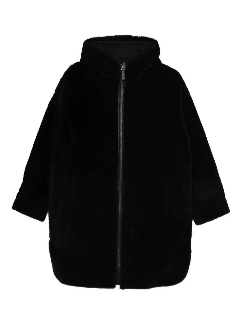 hooded zip-fastening coat - 1