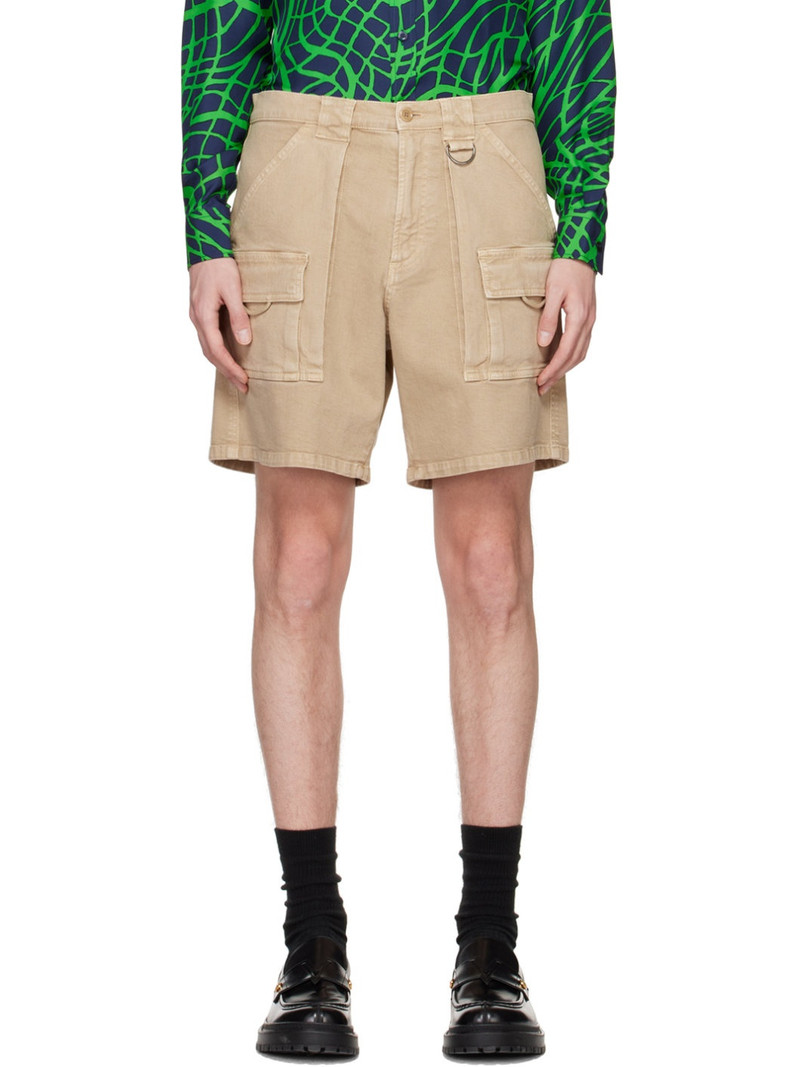 Beige Garment-Dyed Shorts 1