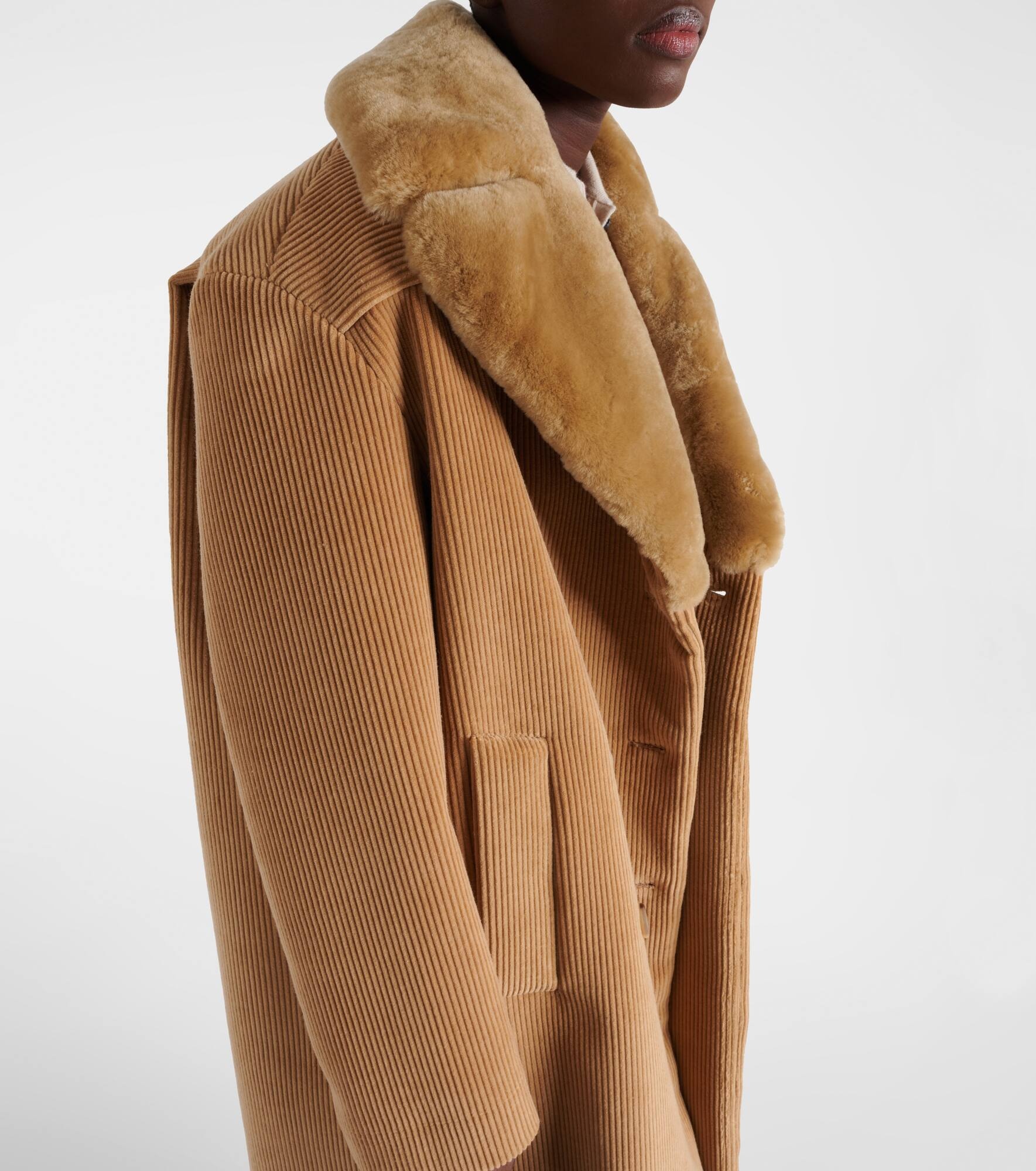 Shearling-trimmed corduroy coat - 5