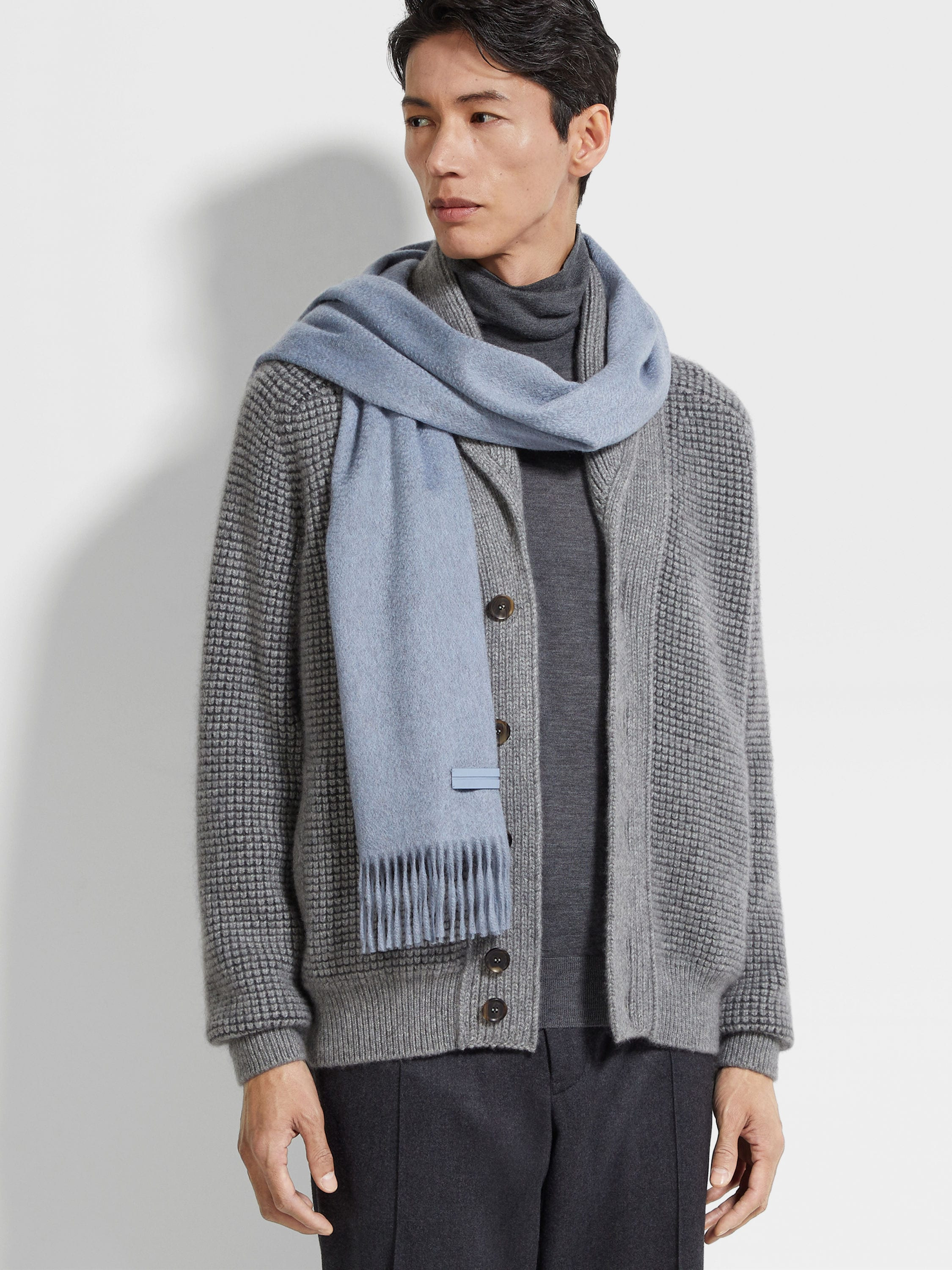 LIGHT BLUE OASI CASHMERE SCARF - 3