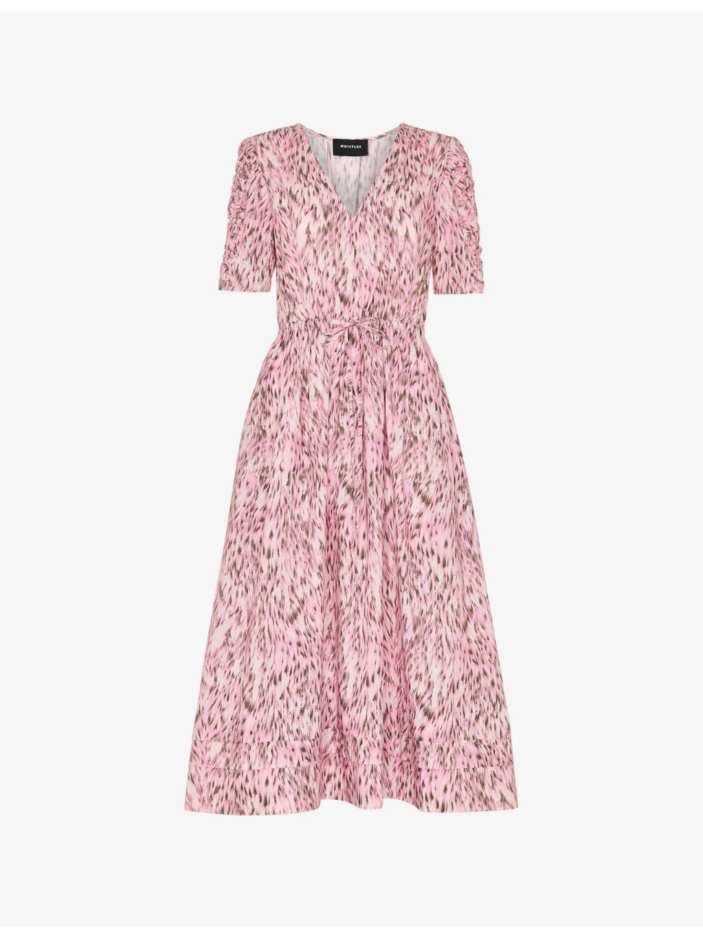 Leopard-Print V-Neck Cotton Midi Dress - 1