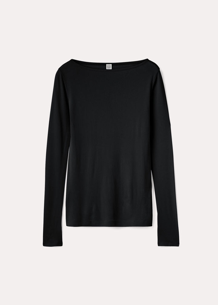 Long-sleeve boat neck top black - 1