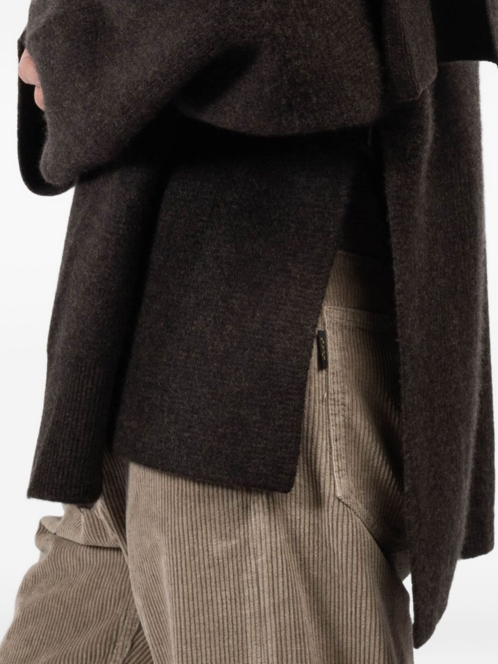 attached-scarf cashmere cardigan - 5