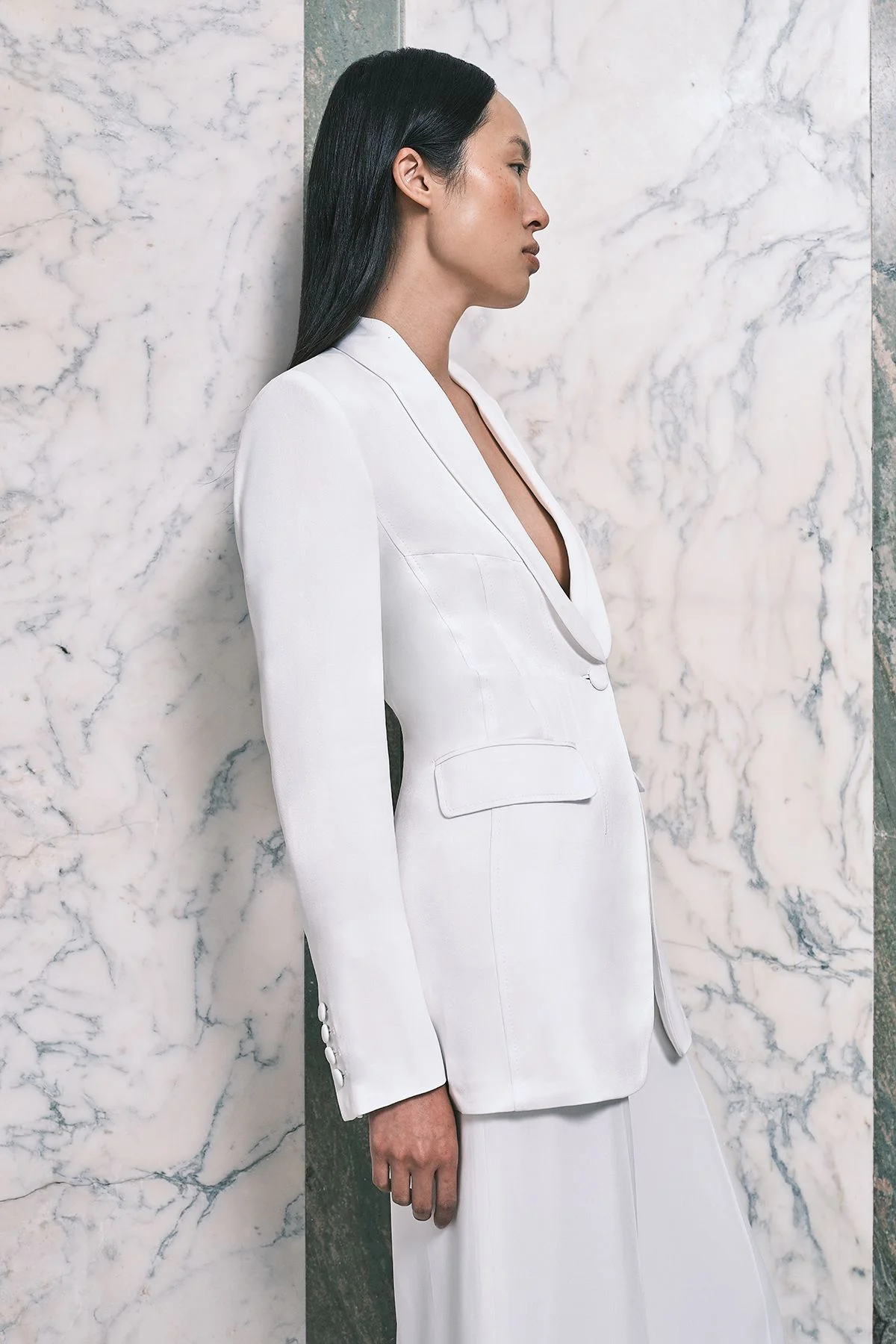 Petite Structured Satin Tailored Blazer - 1
