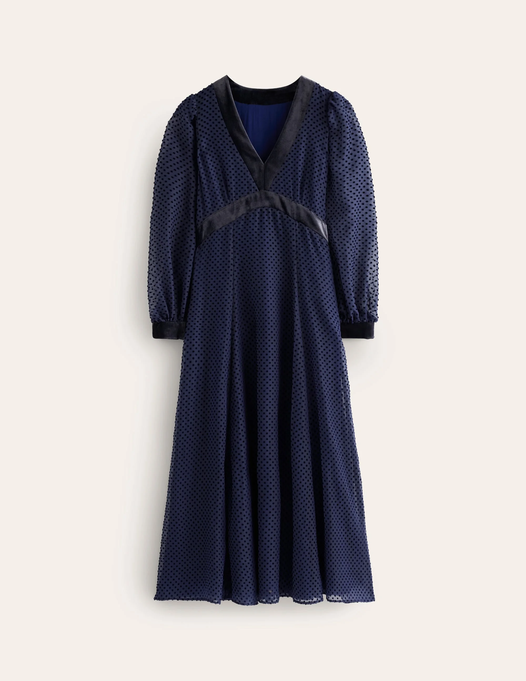 Devore Maxi Tea Dress-Navy, Devore Spot - 1