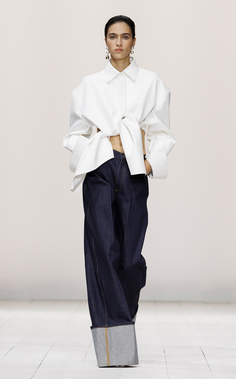 Givenchy Knot-Front Nappa Leather Shirt white outlook