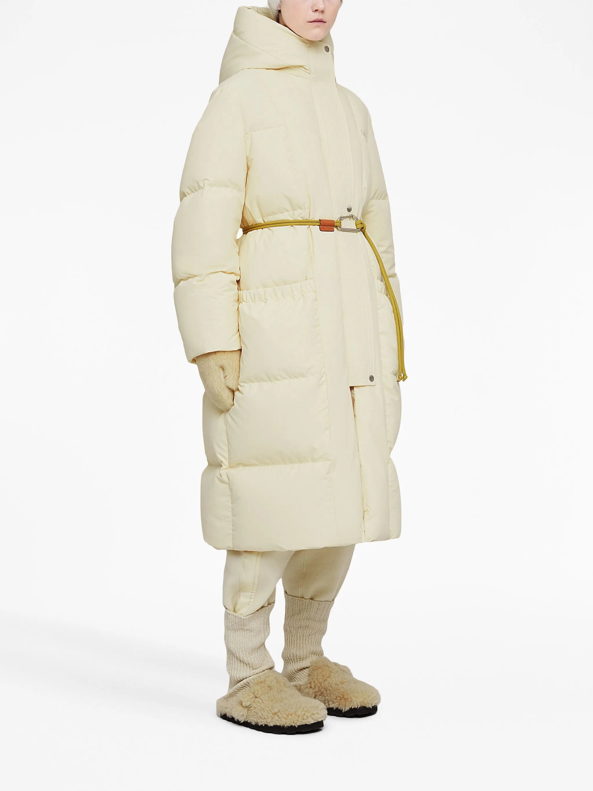 hooded quilted down coat - 3