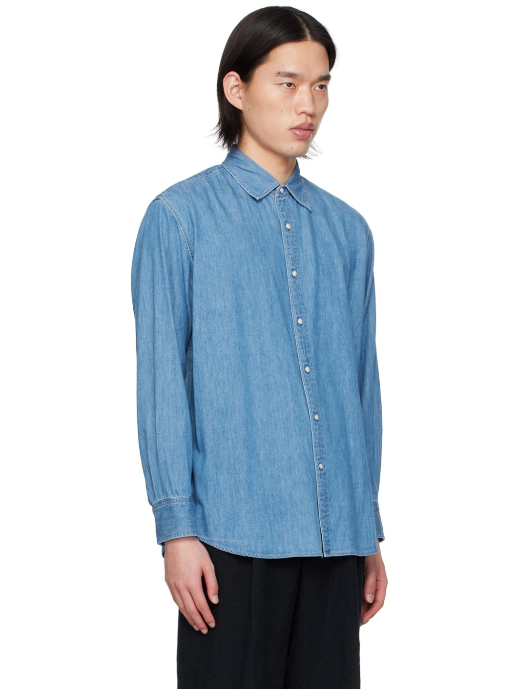 Blue Press-Stud Shirt - 2