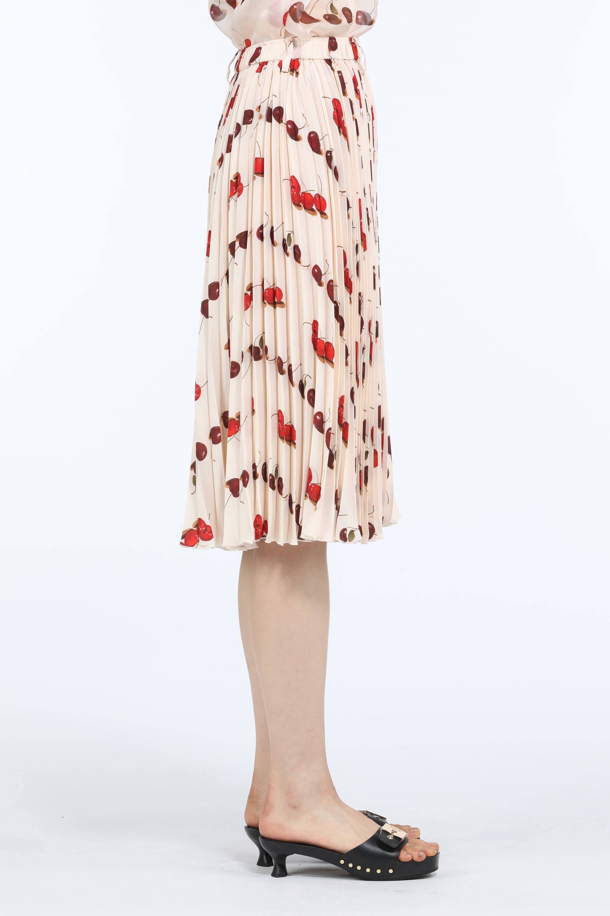 CHERRY-PRINT PLEATED SKIRT - 3