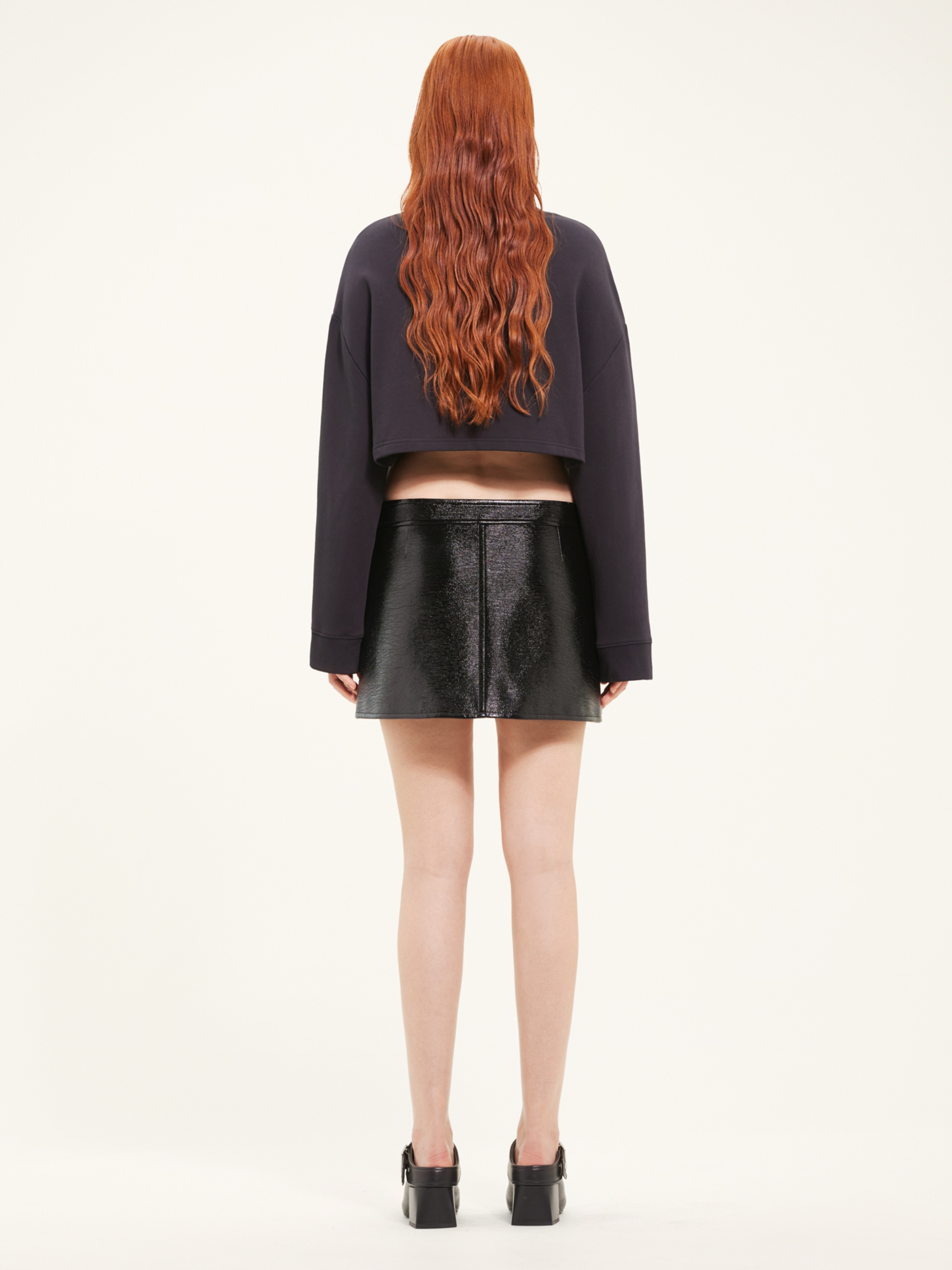 BUCKLE ZIPPED VINYL MINI SKIRT - 4