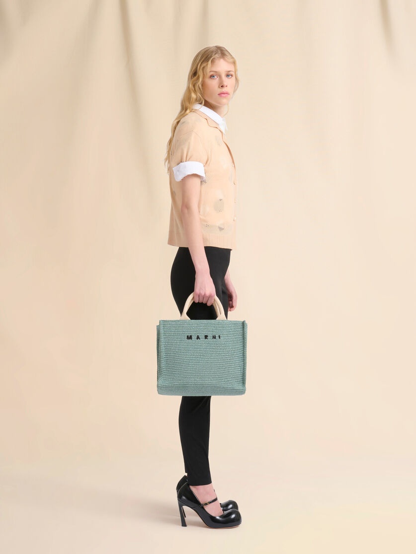 GREEN-COLOURED RAFFIA-EFFECT SMALL TOTE BAG - 2