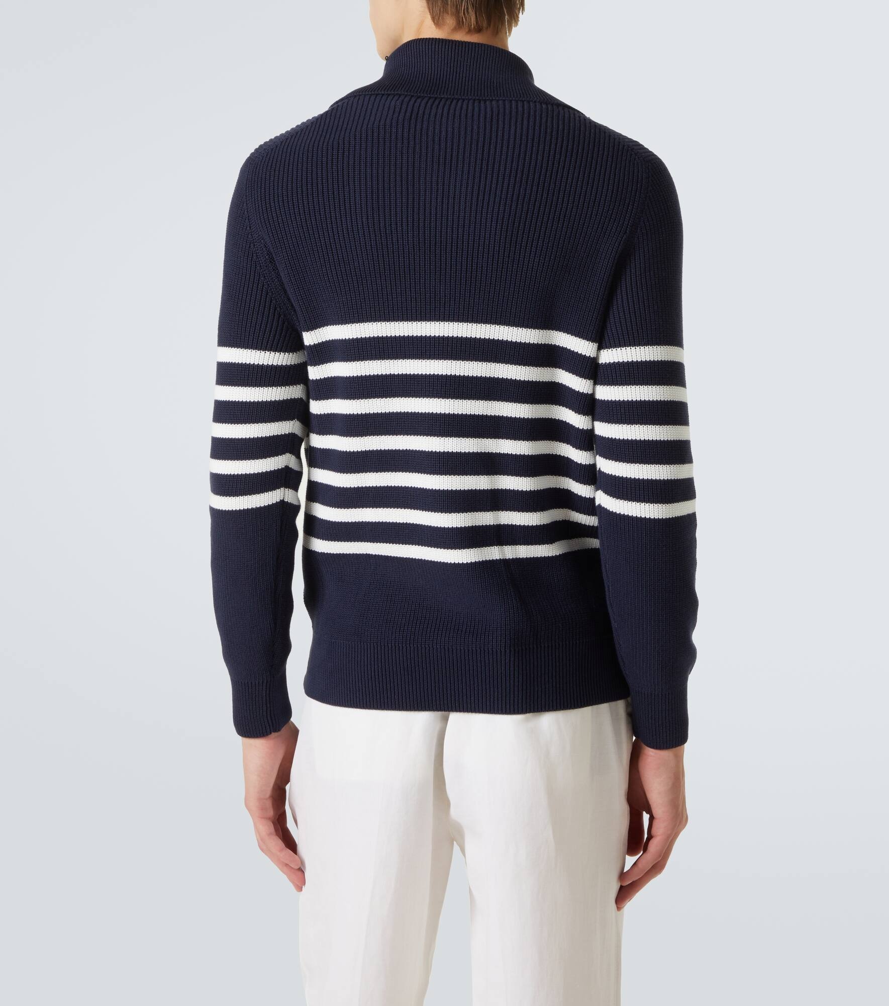Striped cotton half-zip sweater - 4