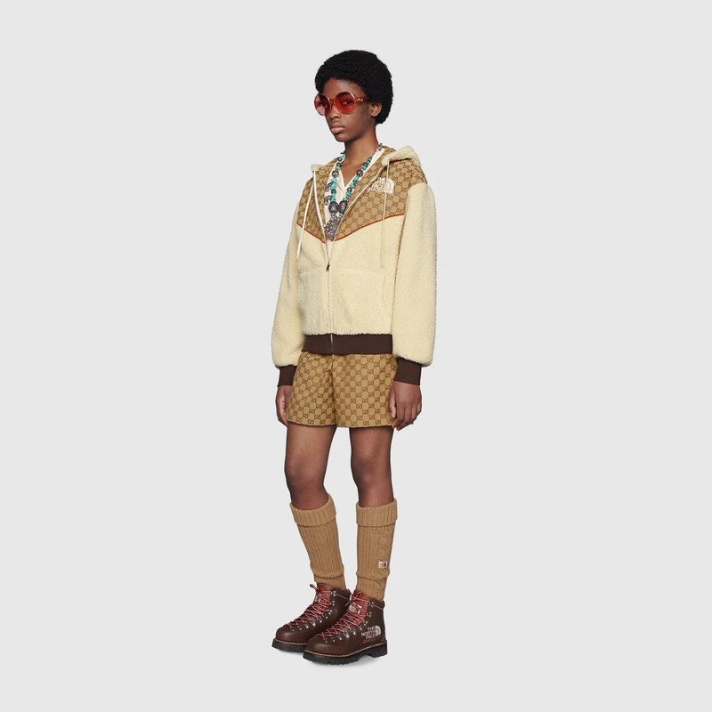GUCCI The North Face x Gucci GG canvas and shearling jacket outlook