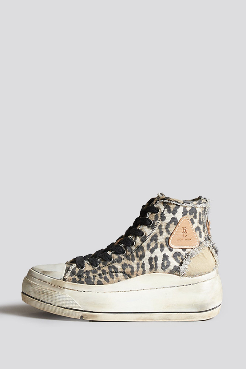 KURT HIGH TOP SNEAKER - DISTRESSED LIGHT LEOPARD 1