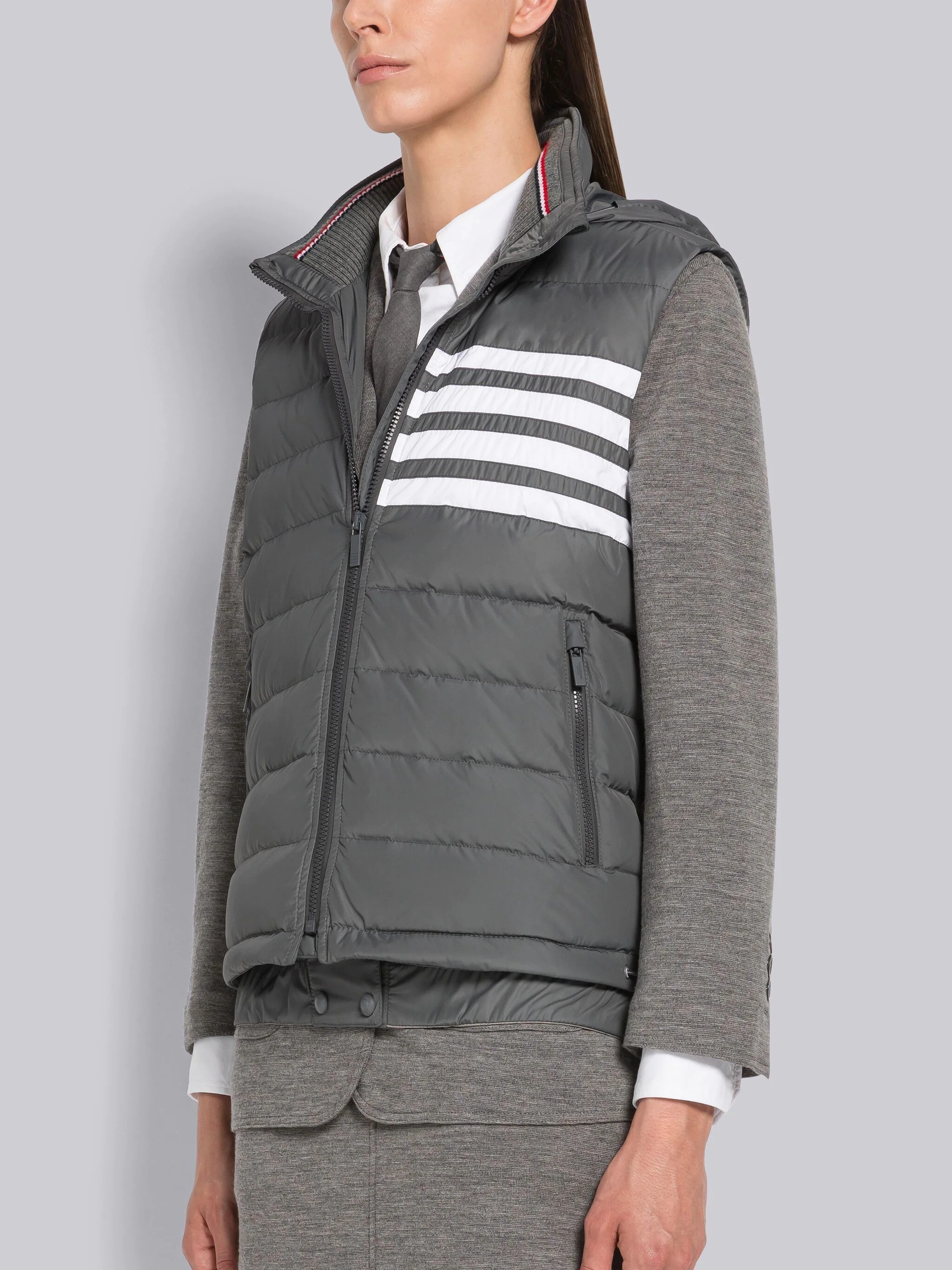 Poly Twill 4-Bar Funnel Neck Down Vest - 2