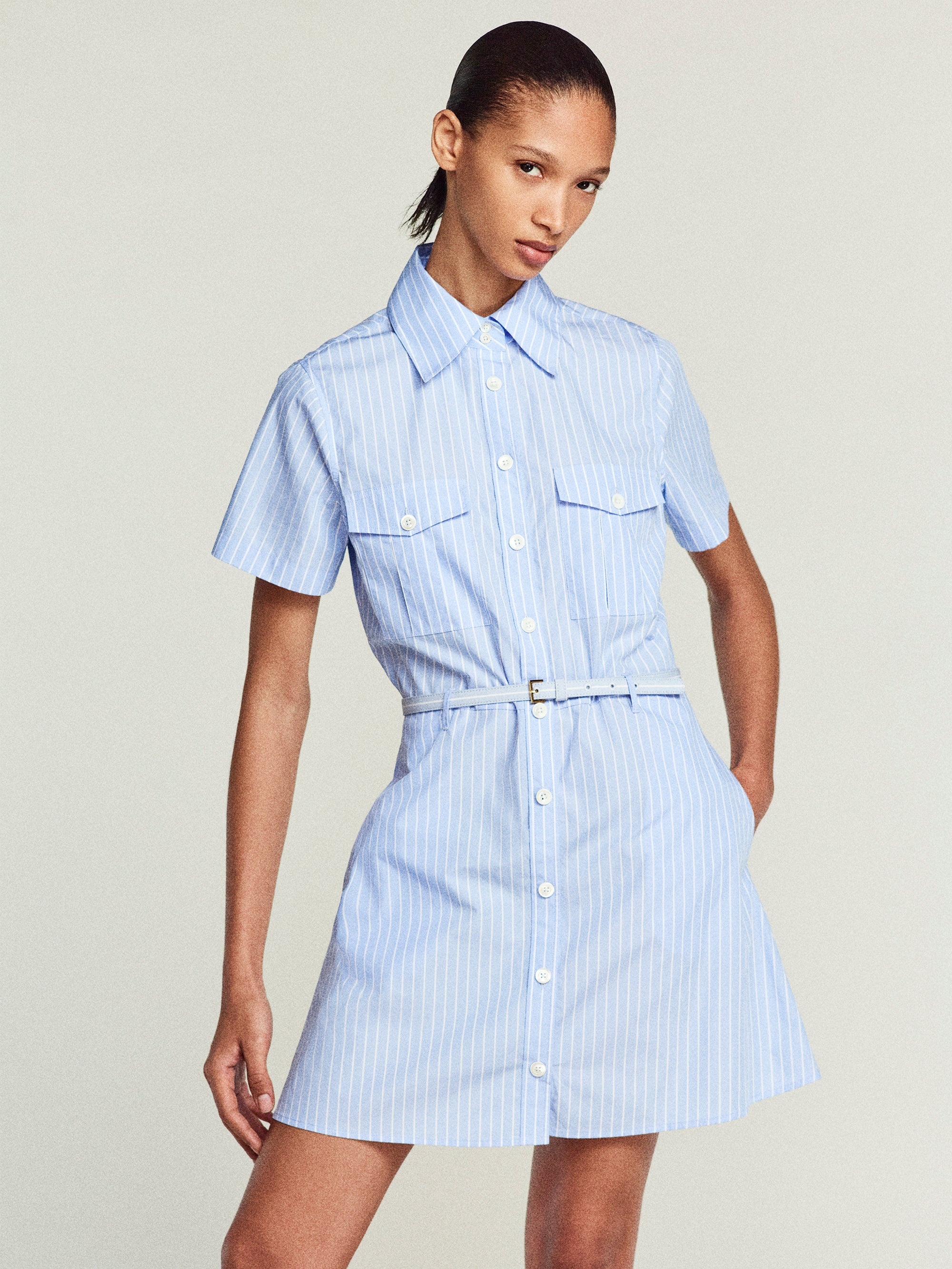 The Striped Safari Dress in Oxford Blue Multi - 2
