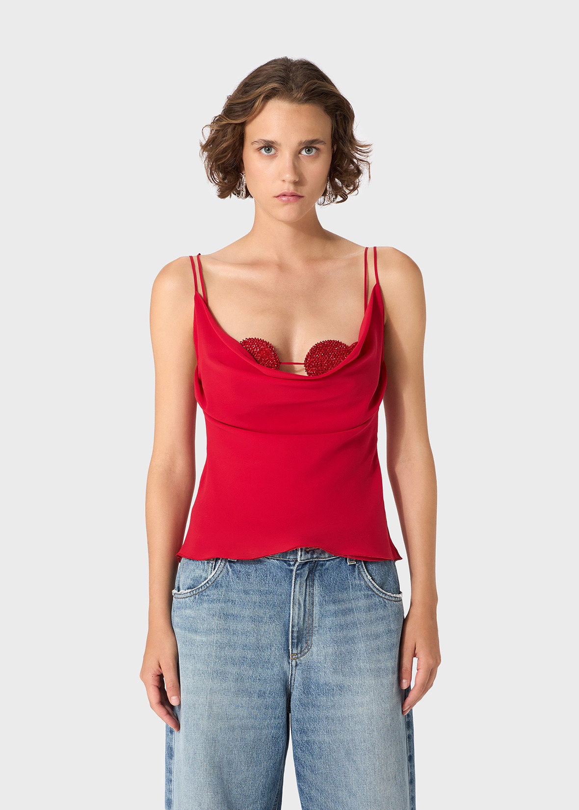 GEORGETTE TOP WITH RHINESTONE HEARTS - 3