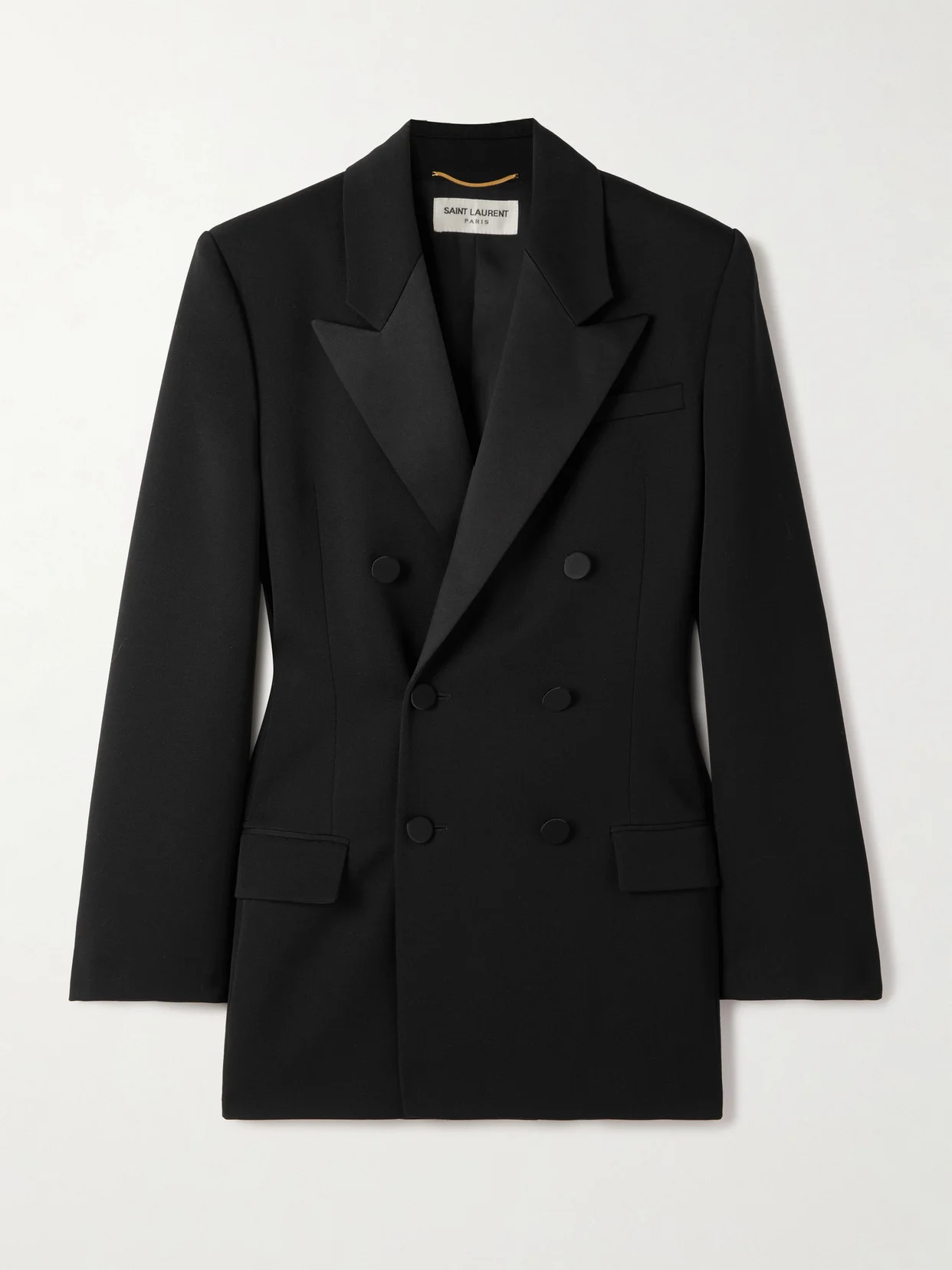 Double-breasted Twill-trimmed Grain De Poudre Wool Blazer - 1