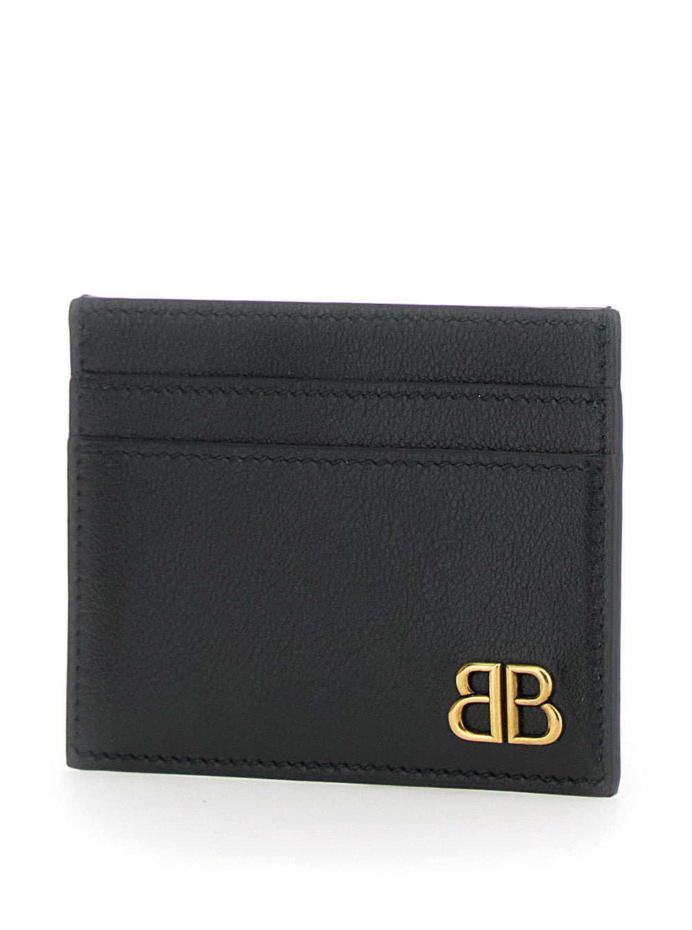 Balenciaga Men 'Monaco' Black Card Holder With Logo Plaque On The Front In Leather Man - 2