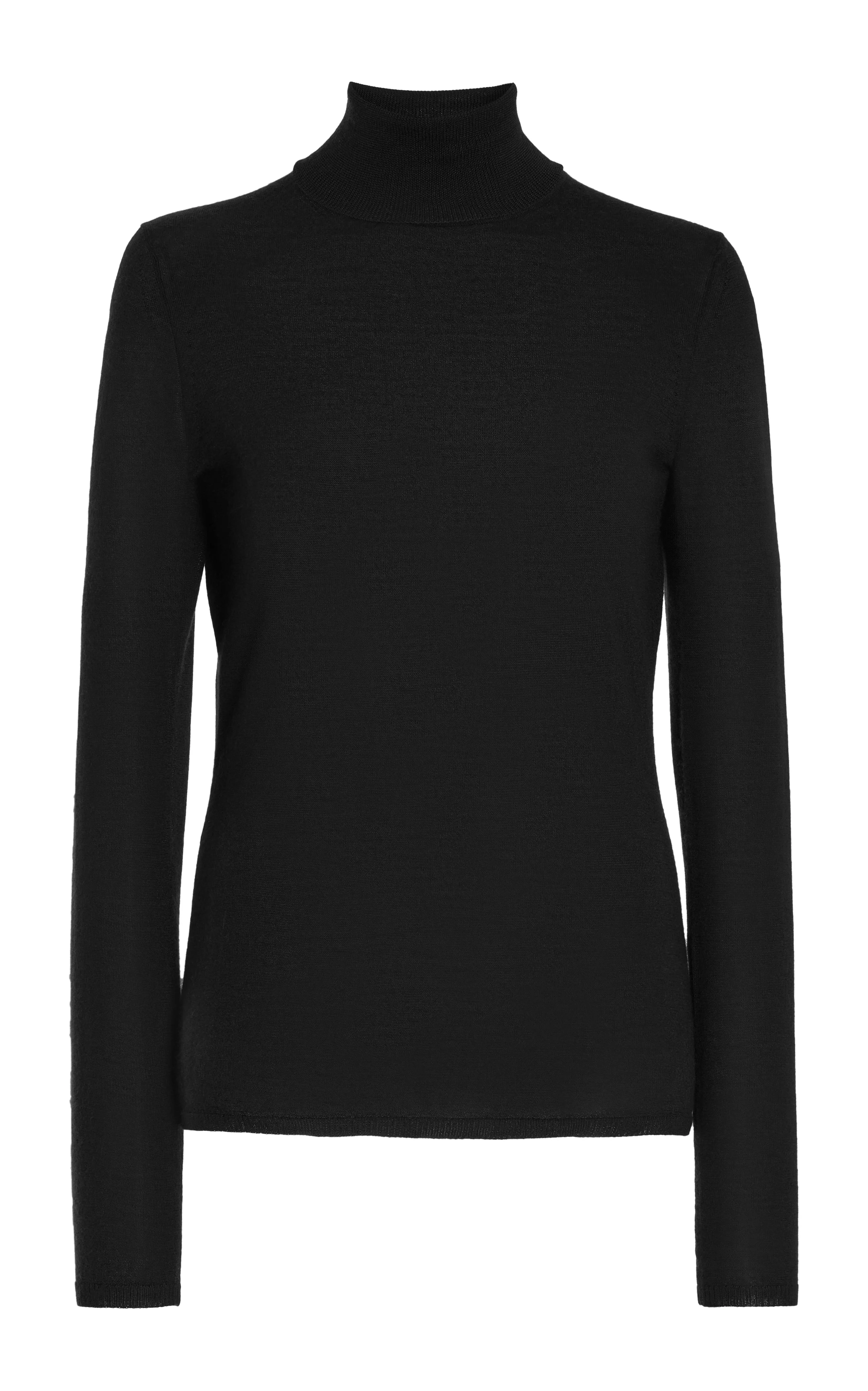 Costa Turtleneck in Black Silk Cashmere - 1