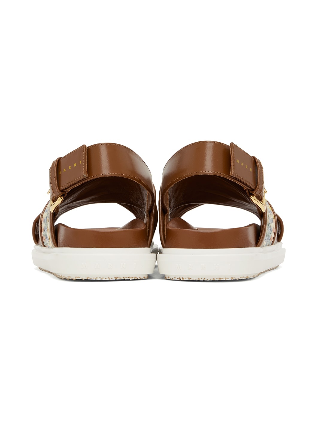 Brown Leather Fussbett Raffia-Effect Sandals - 2