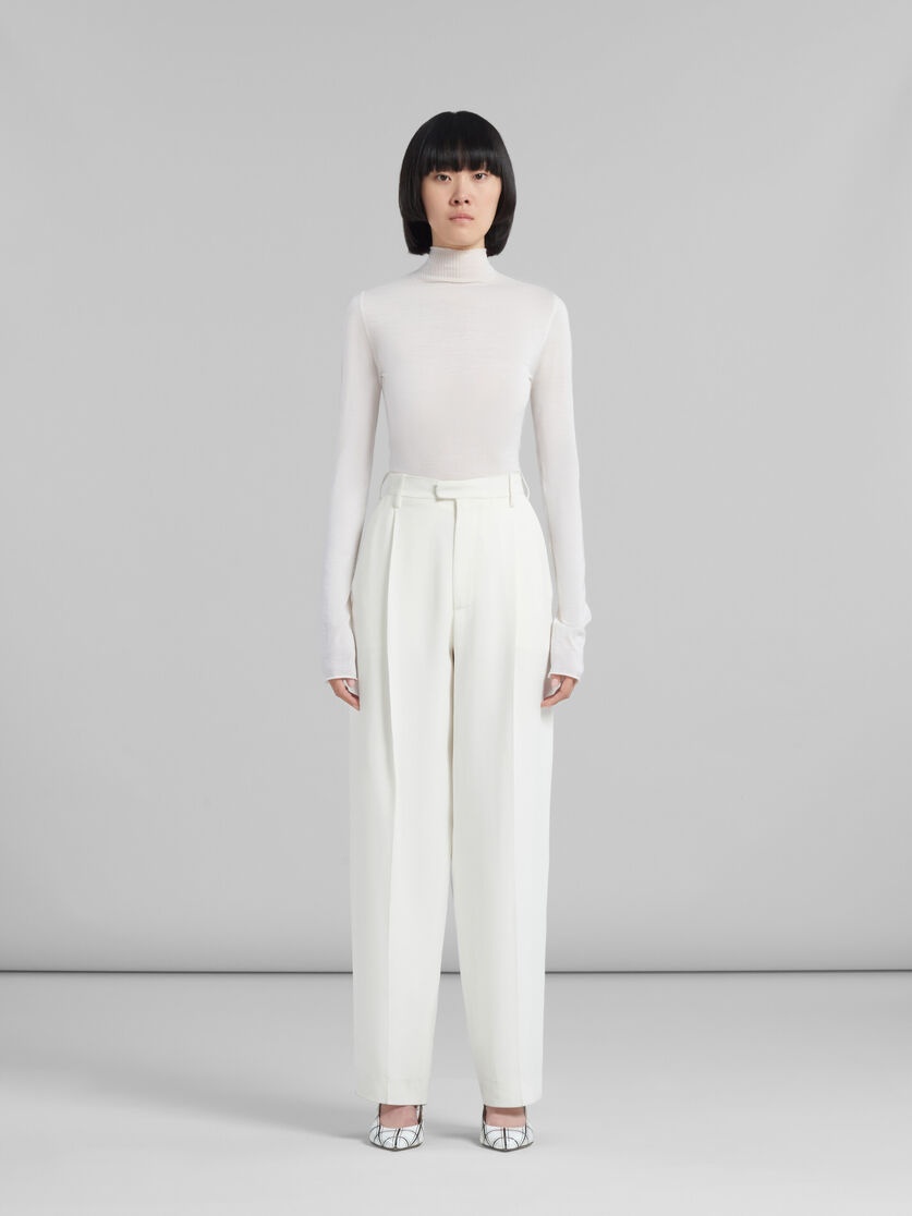 WHITE CADY TAILORED TROUSERS - 2