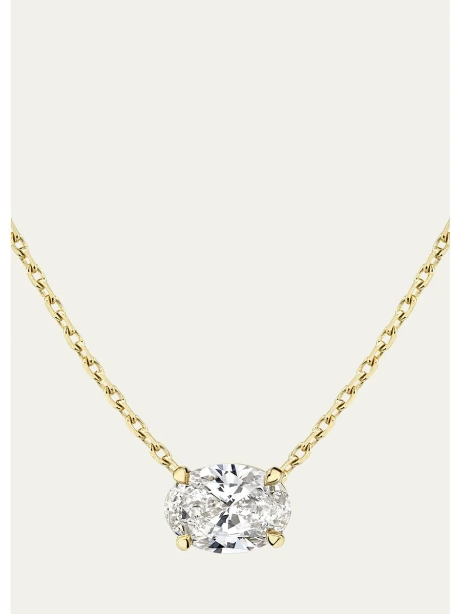 Oval-Cut Solitaire Lab Grown Diamond Necklace, 1.0tcw - 1