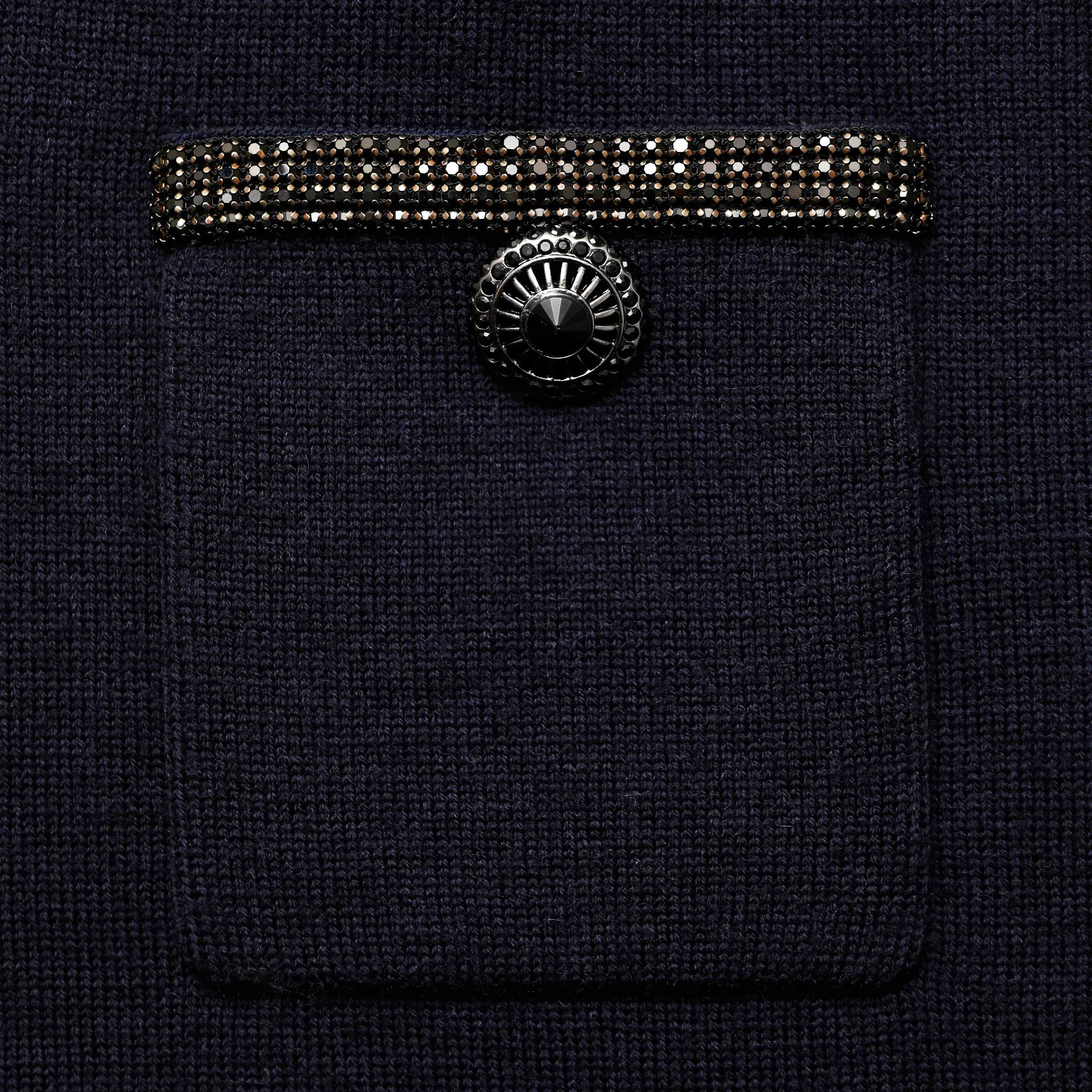Navy Embellished Knit Midi Skirt - 5