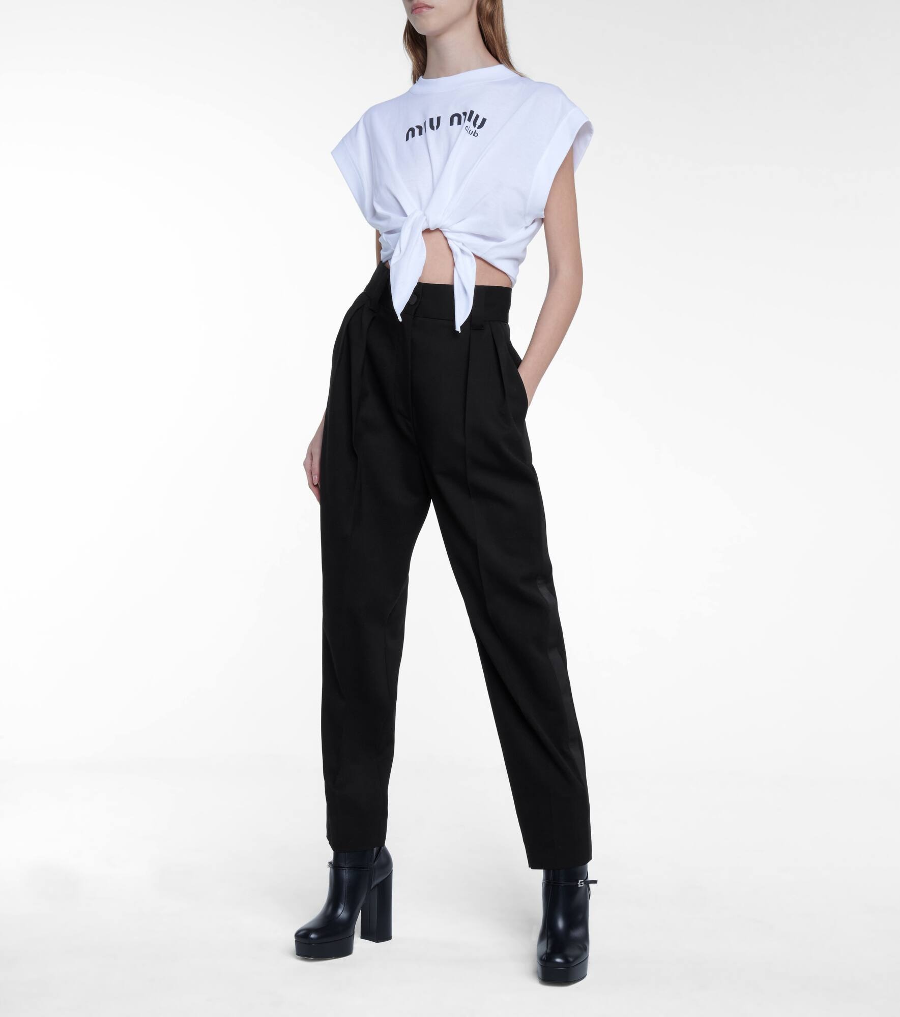 High-rise straight stretch-wool pants - 2