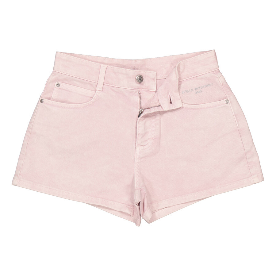 Stella Mccartney Ladies Embroidered-Logo Mid-Rise Shorts - 7